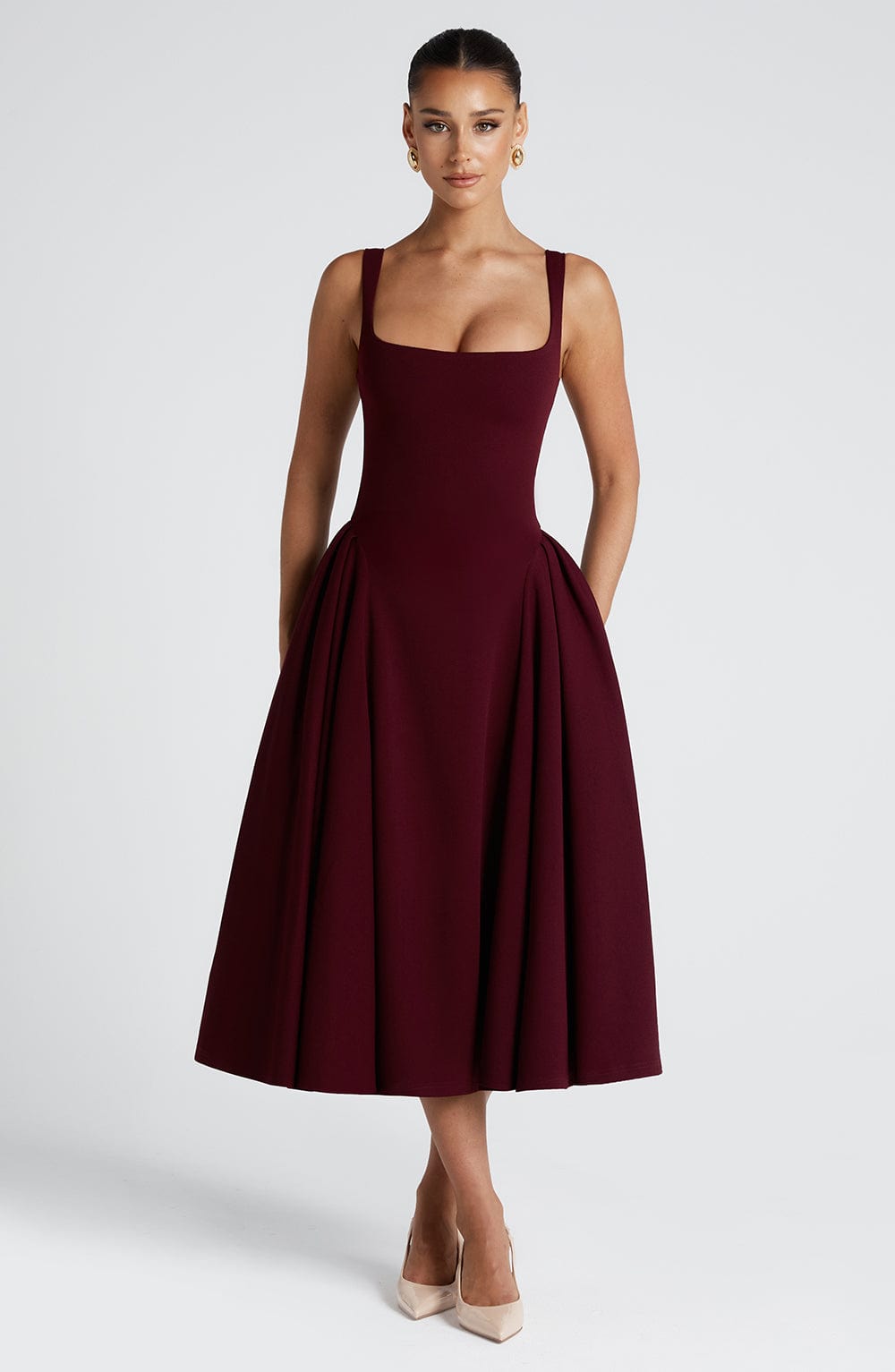 minilena Betty Midi Dress Cherry Lacquer