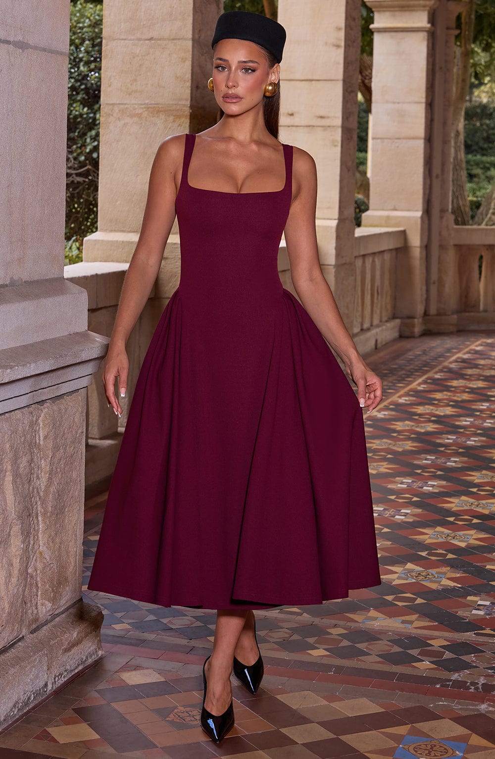 minilena Betty Midi Dress Cherry Lacquer
