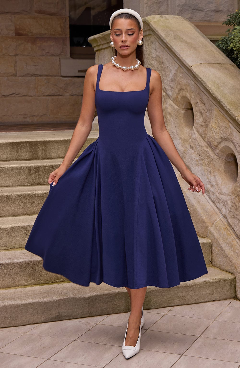 minilena Betty Midi Dress Navy