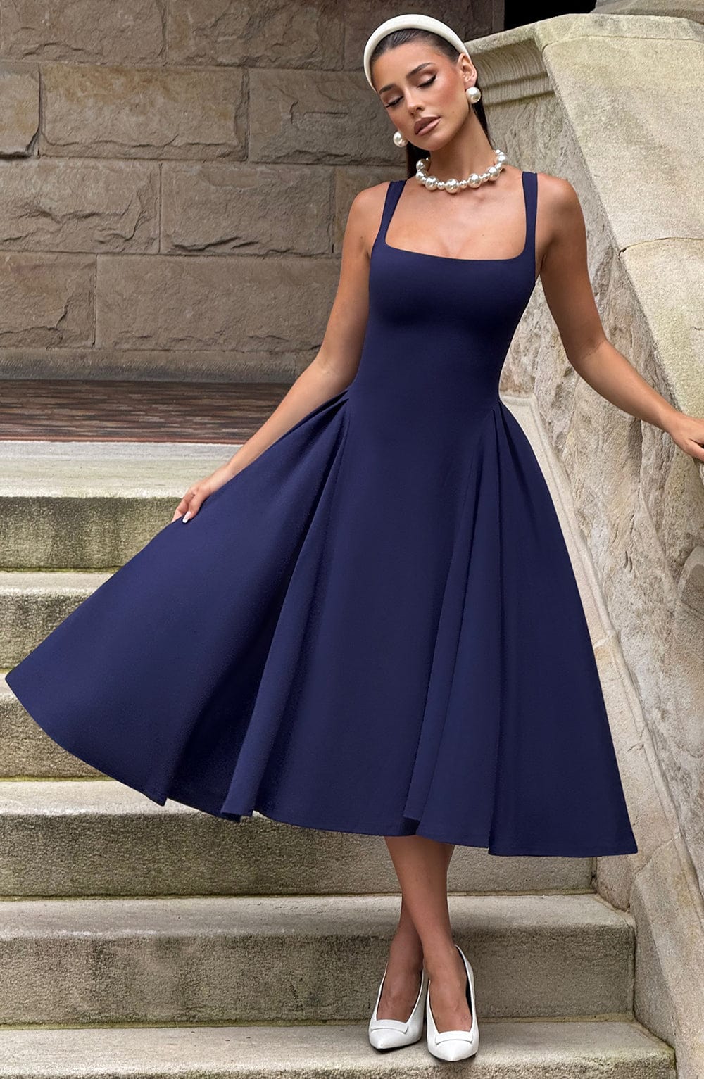 minilena Betty Midi Dress Navy