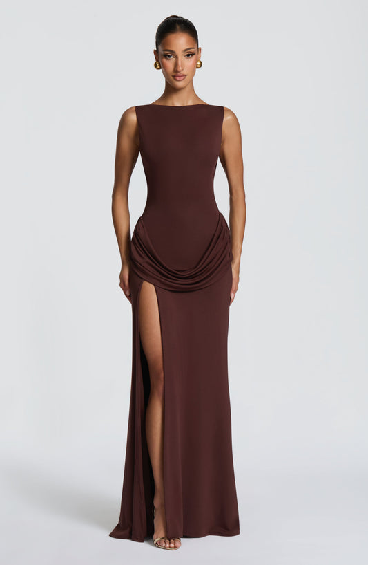 minilena Bruna Maxi Dress Plum Brown