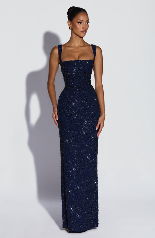 minilena Calanthe Maxi Dress Navy Sparkle