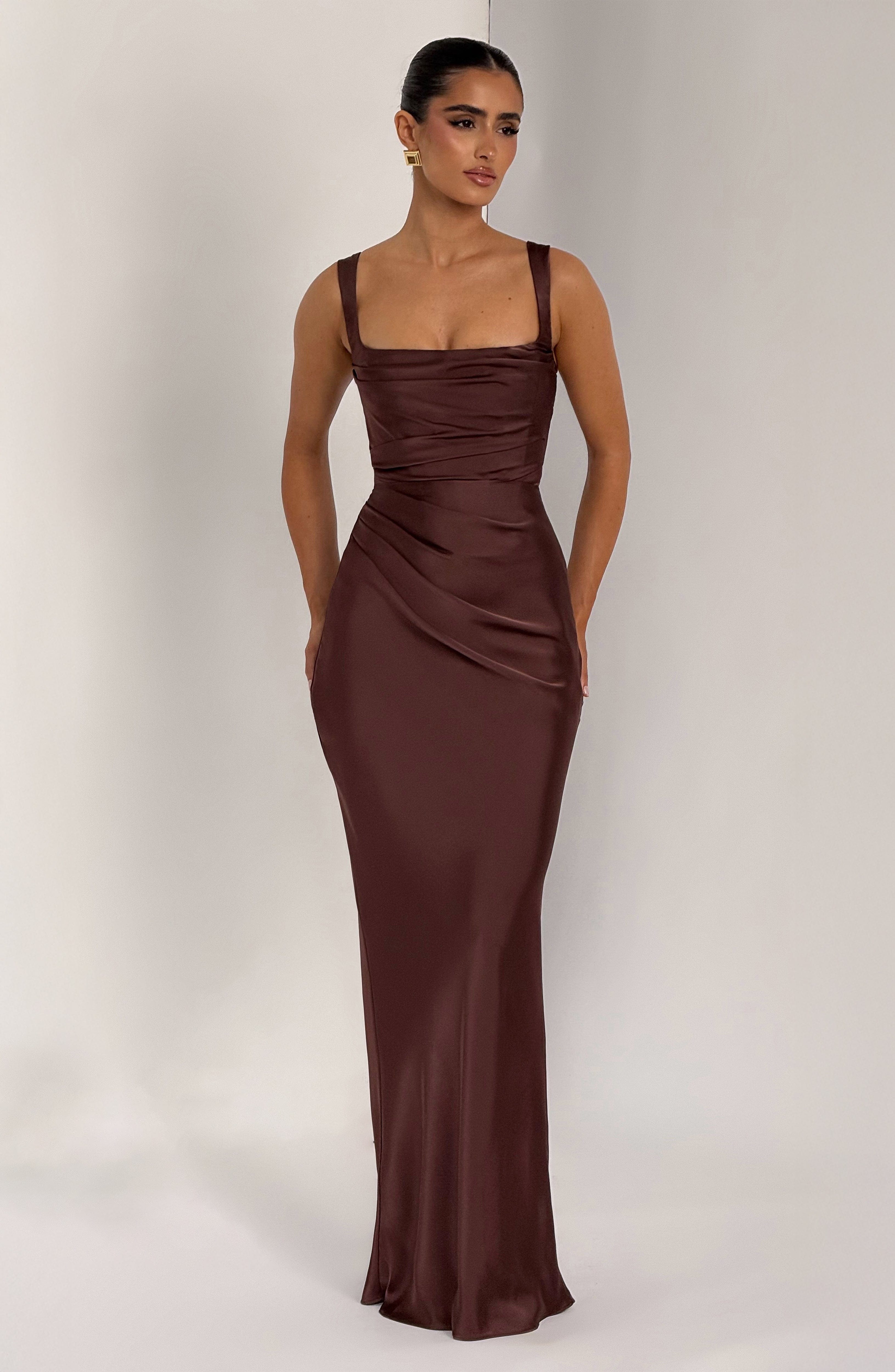 minilena Calanthe Maxi Dress Plum Brown