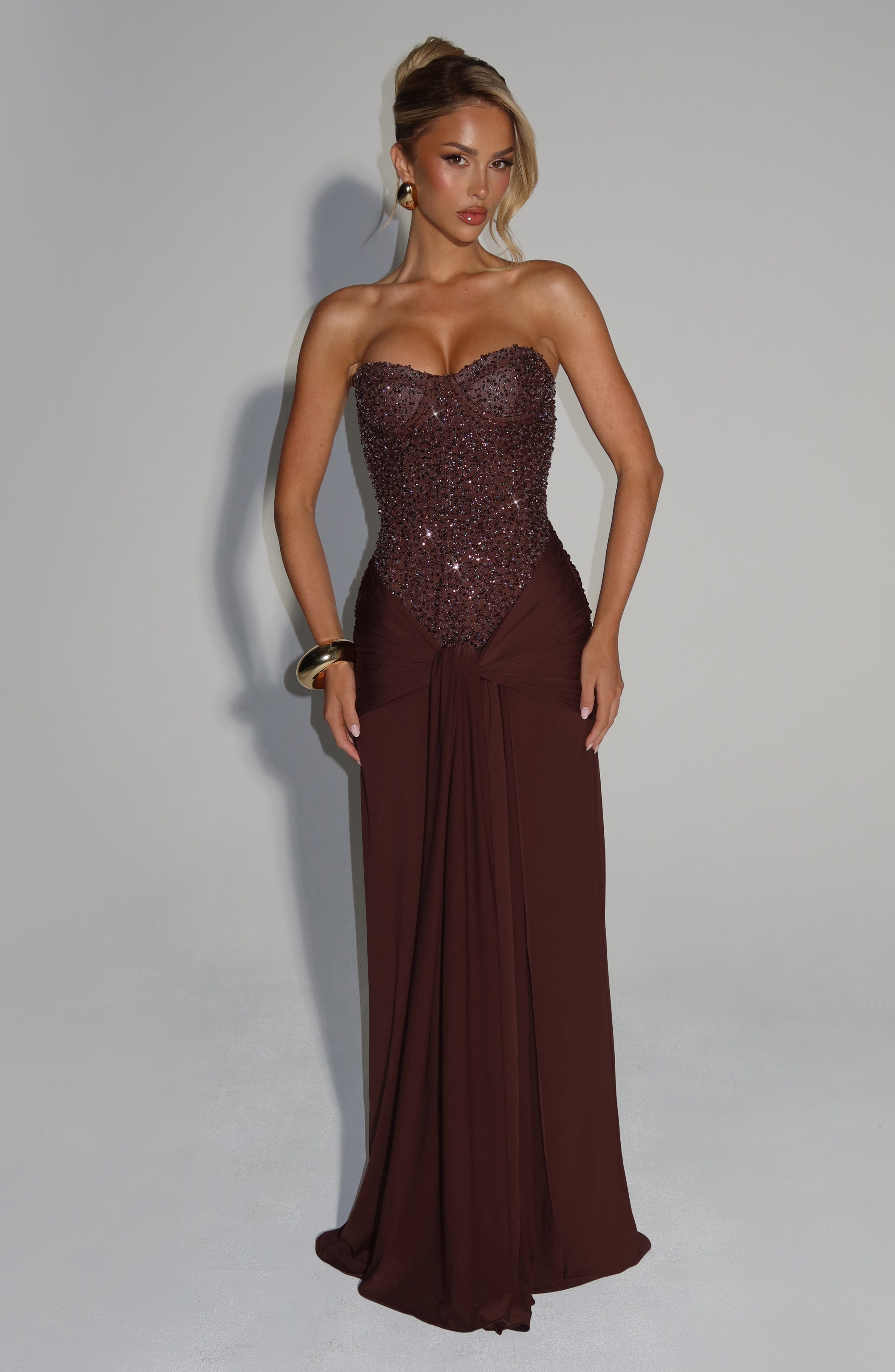 minilena Carina Maxi Dress Plum Brown