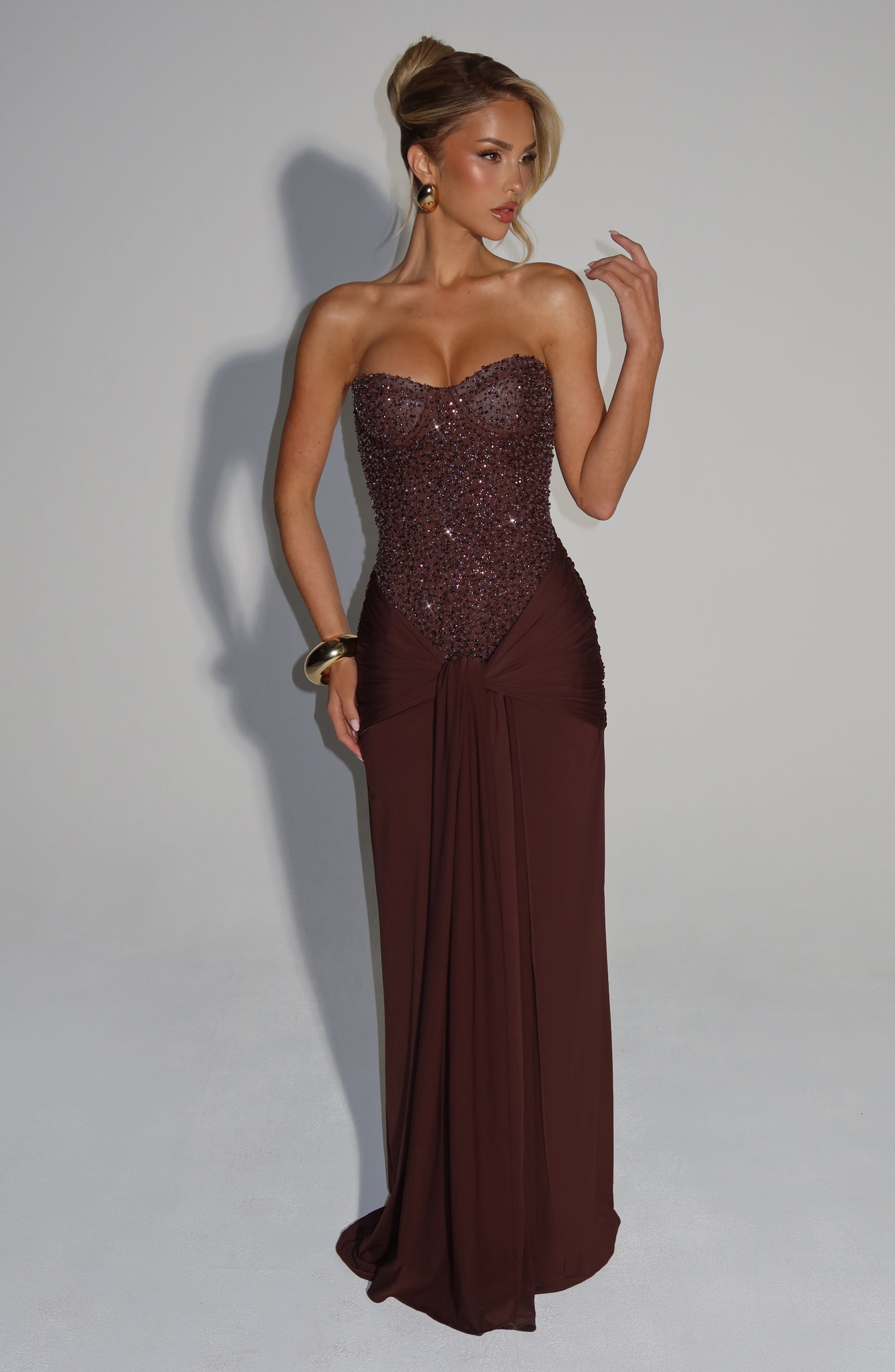 minilena Carina Maxi Dress Plum Brown