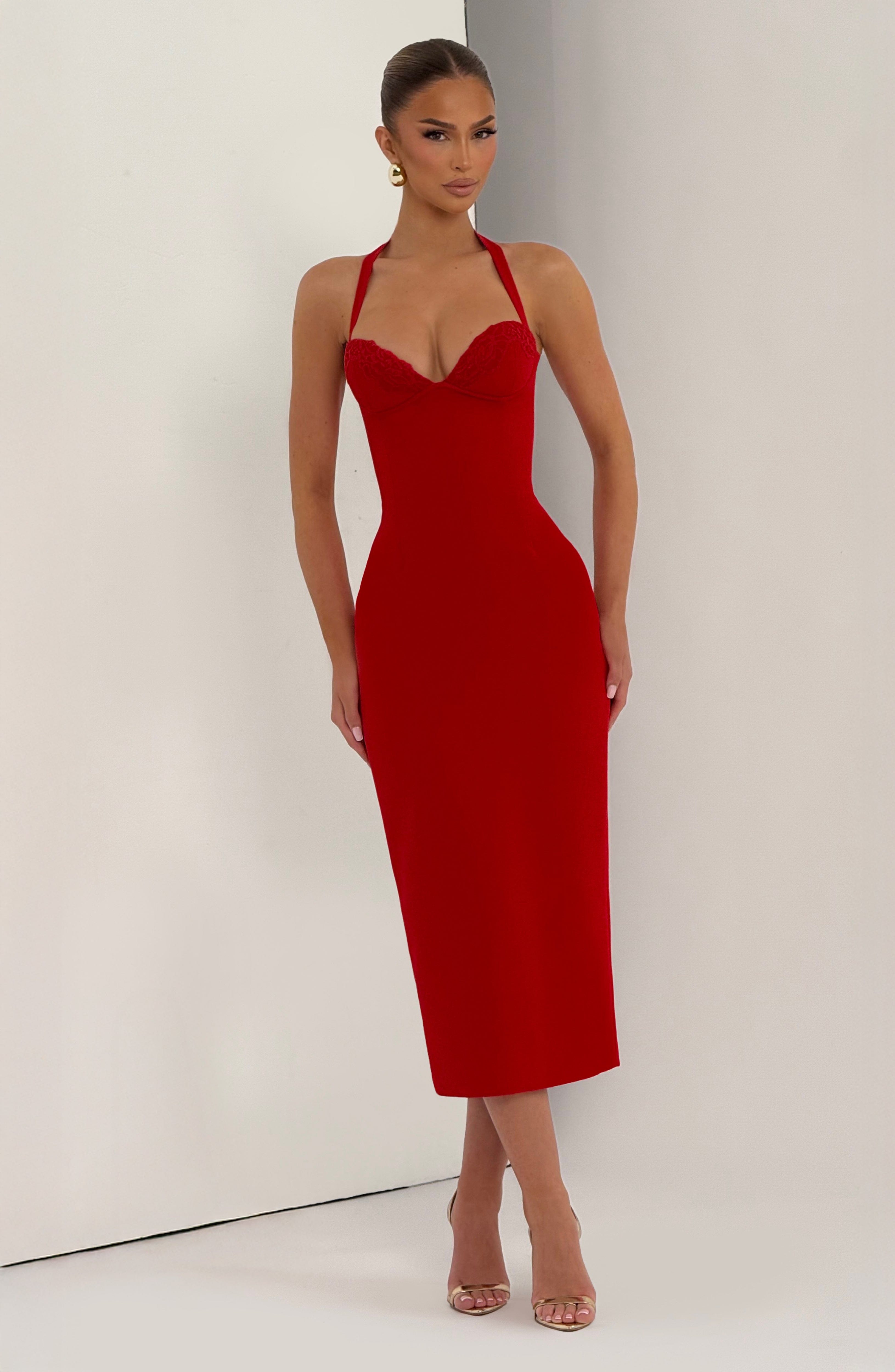minilena Cassia Midi Dress Red