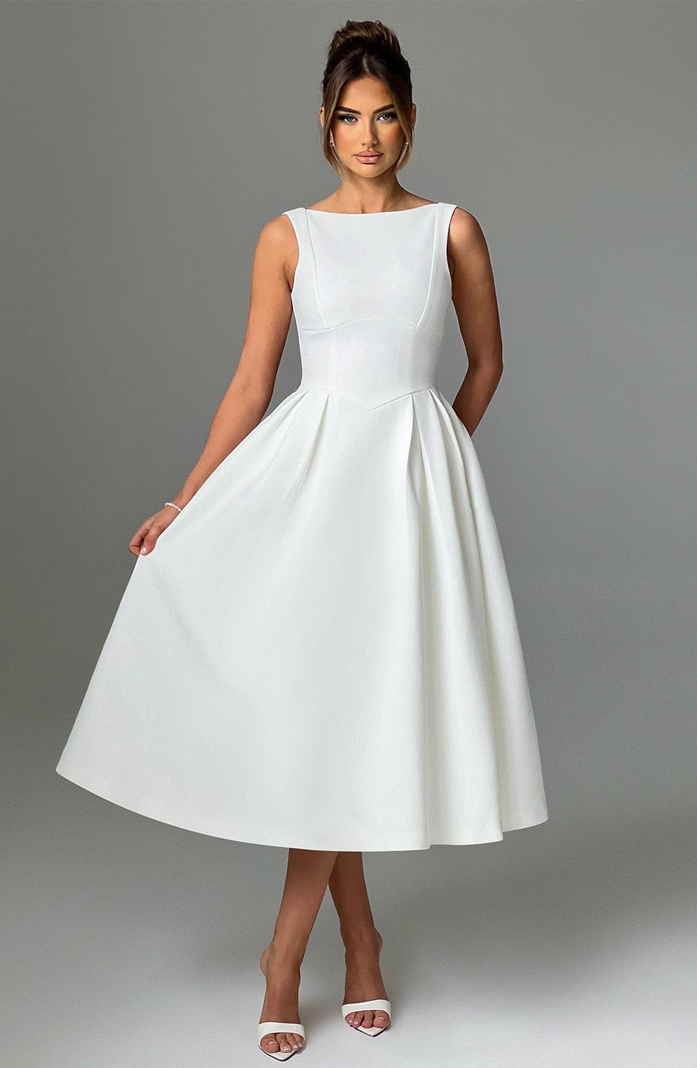 minilena Clarabella Midi Dress Ivory