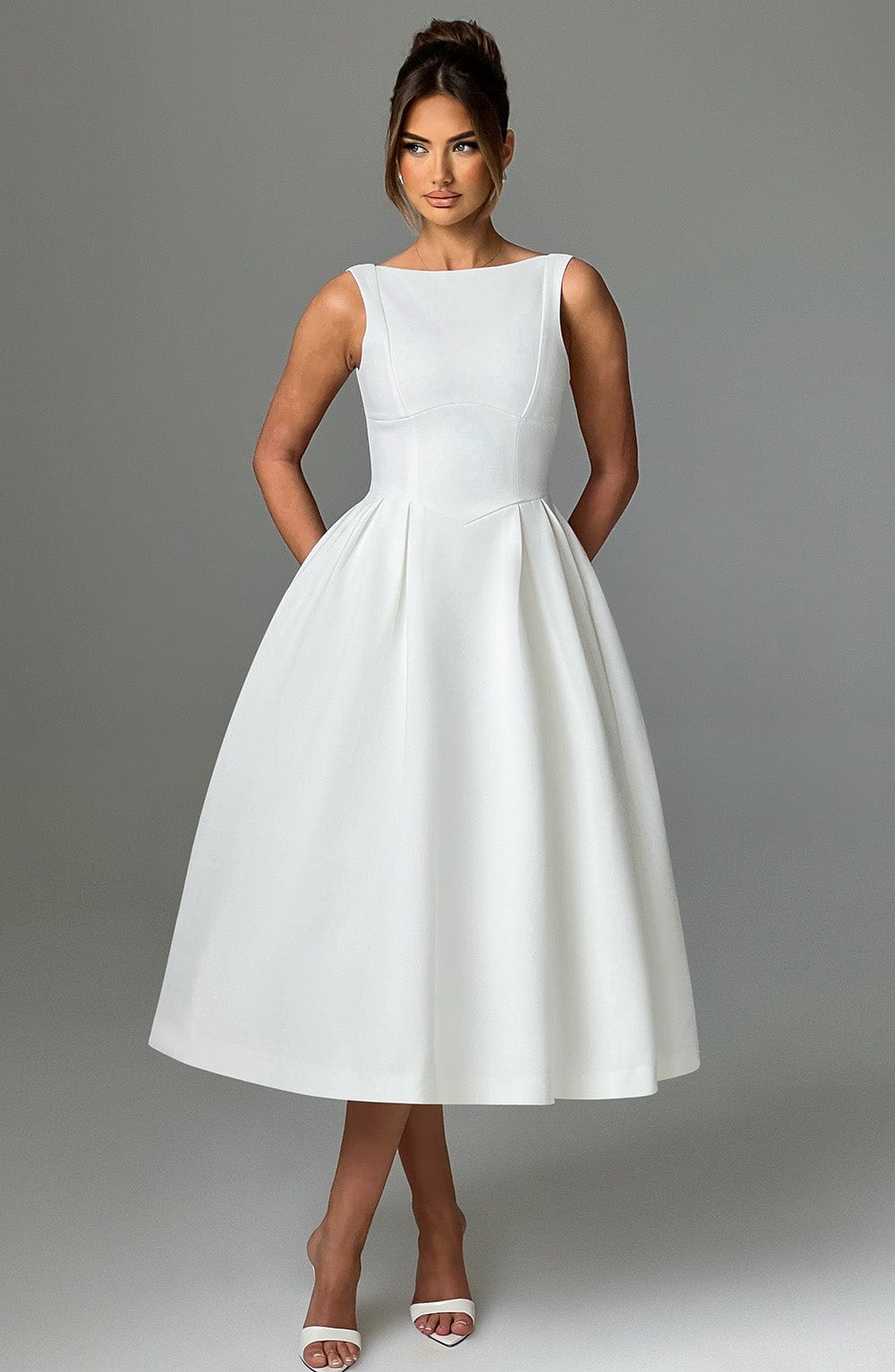 minilena Clarabella Midi Dress Ivory
