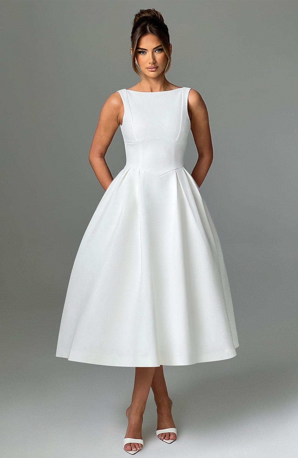 minilena Clarabella Midi Dress Ivory