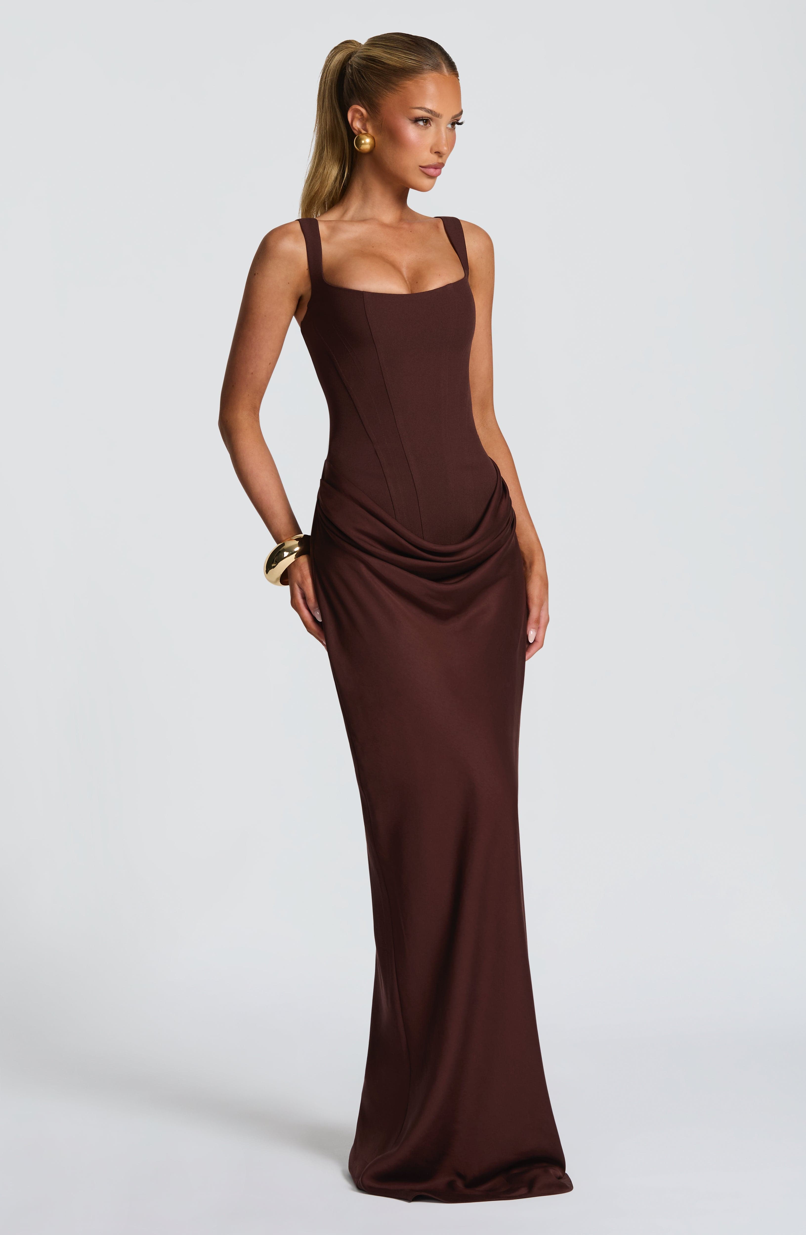 minilena Cornelia Maxi Dress Plum Brown