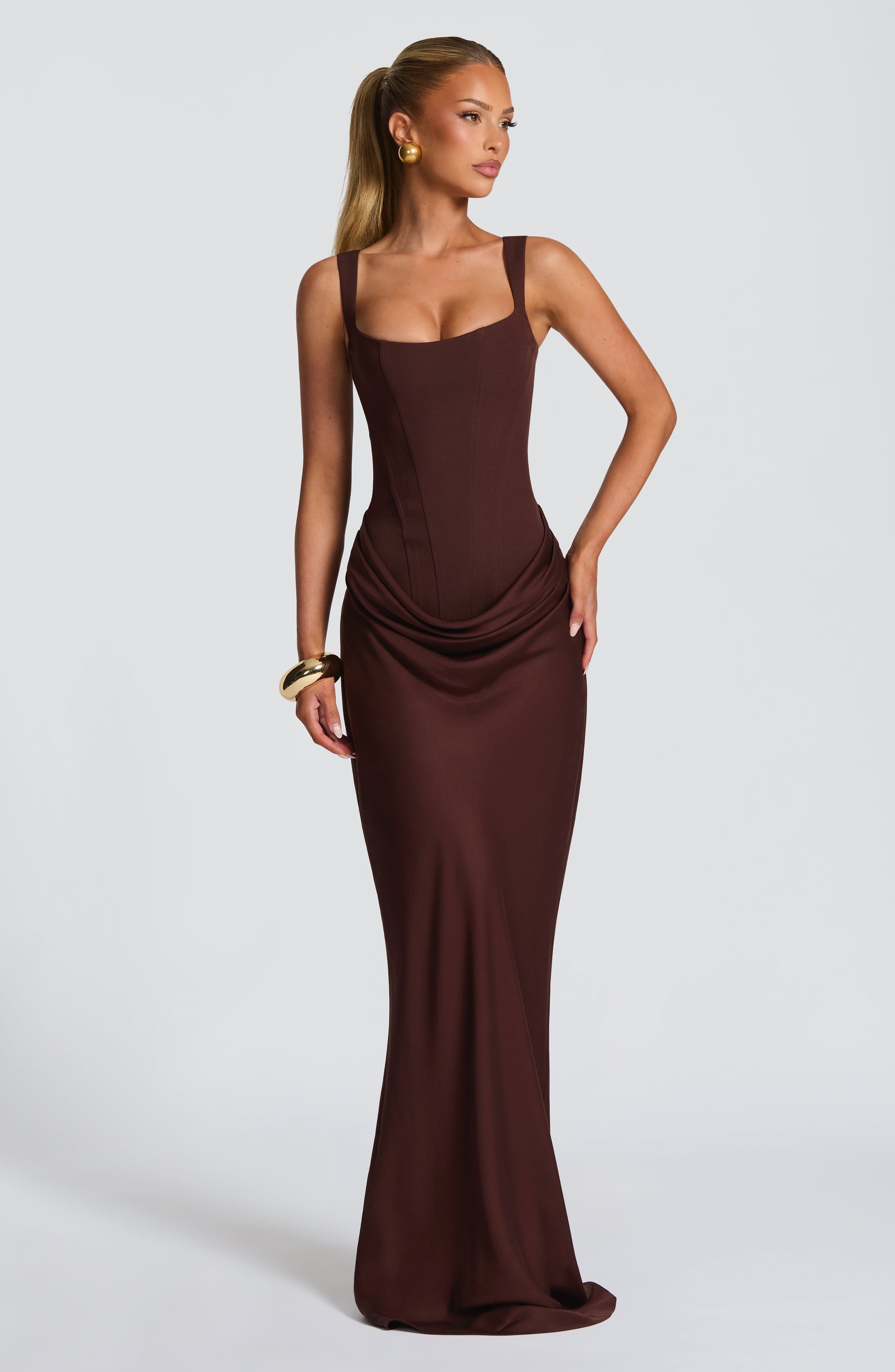 minilena Cornelia Maxi Dress Plum Brown