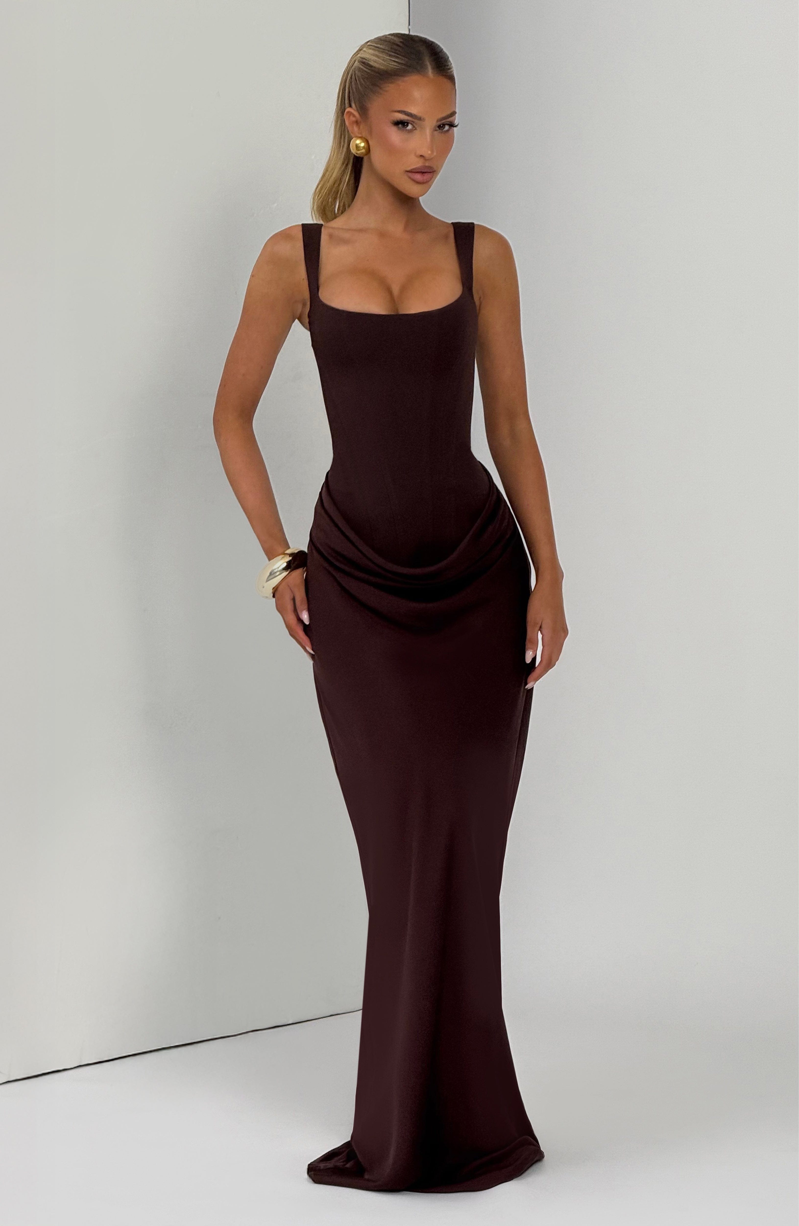 minilena Cornelia Maxi Dress Plum Brown
