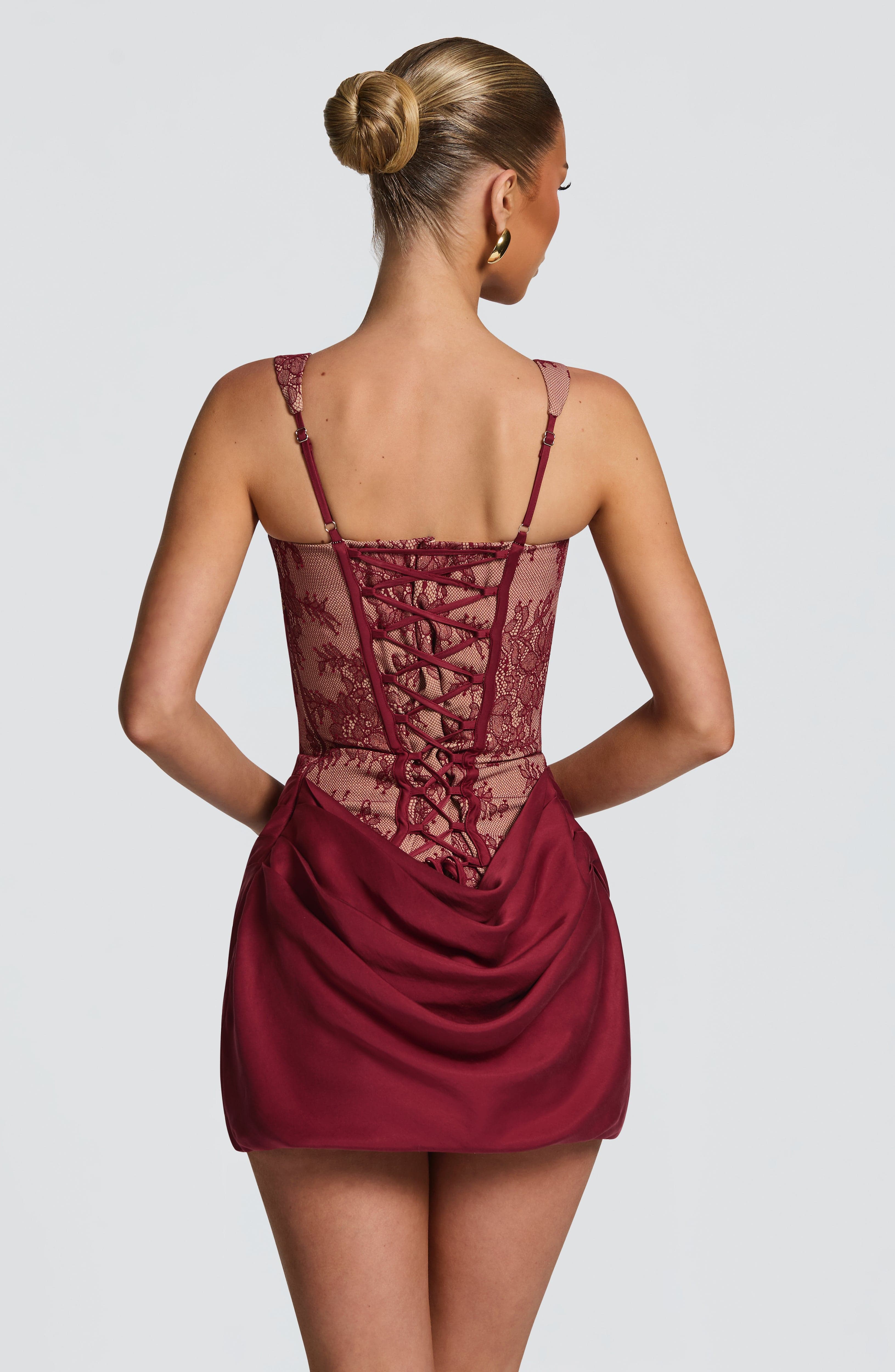 minilena Cornelia Mini Dress Burgundy Lace
