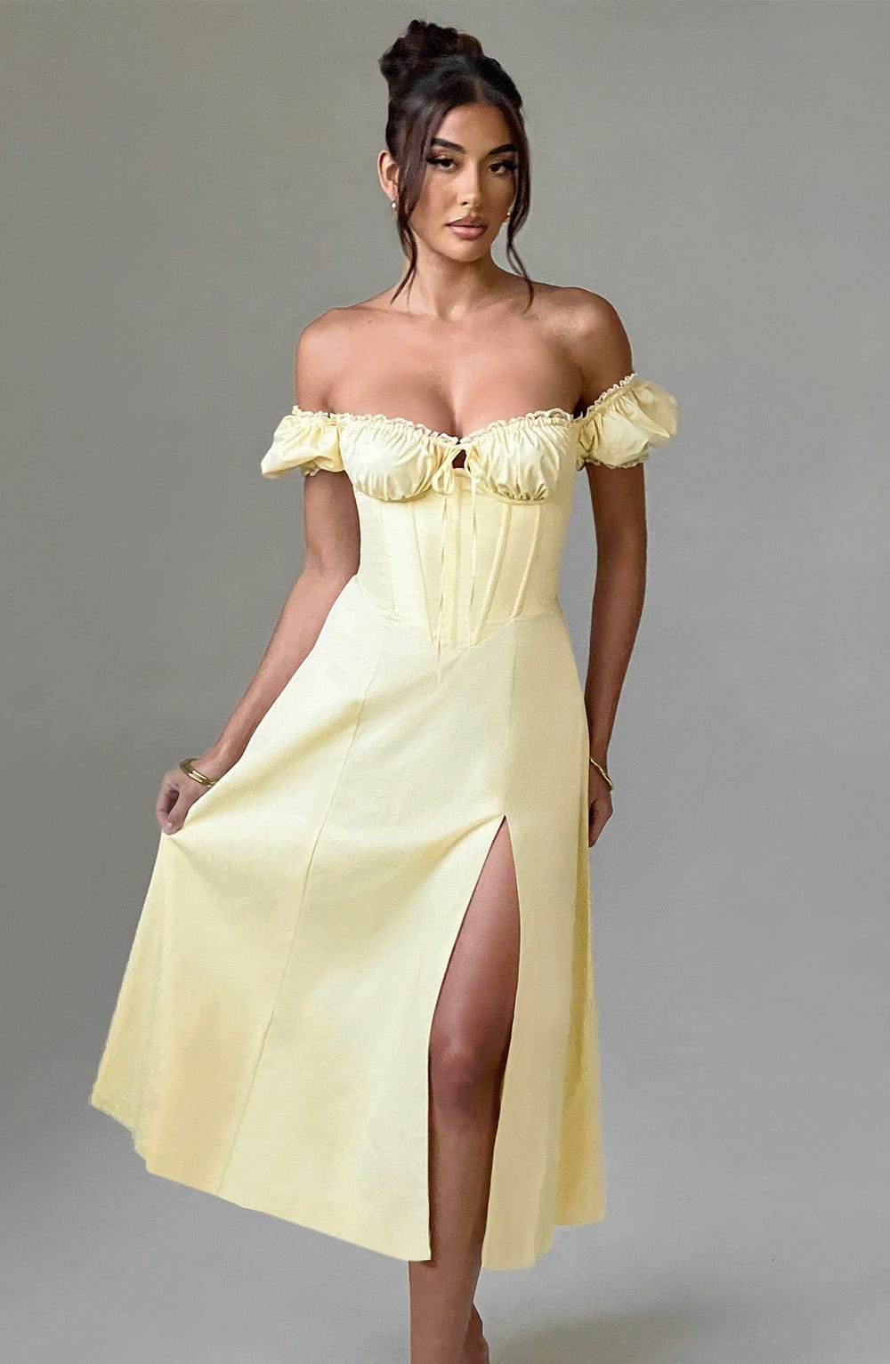 minilena Courtney Midi Dress Lemon