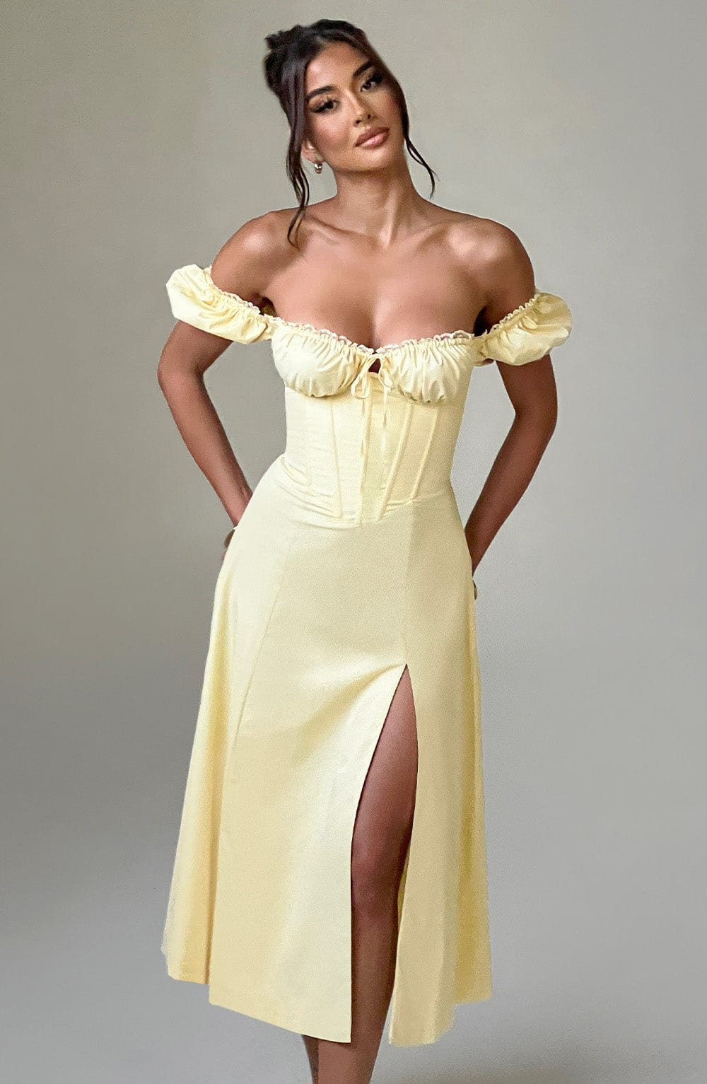 minilena Courtney Midi Dress Lemon