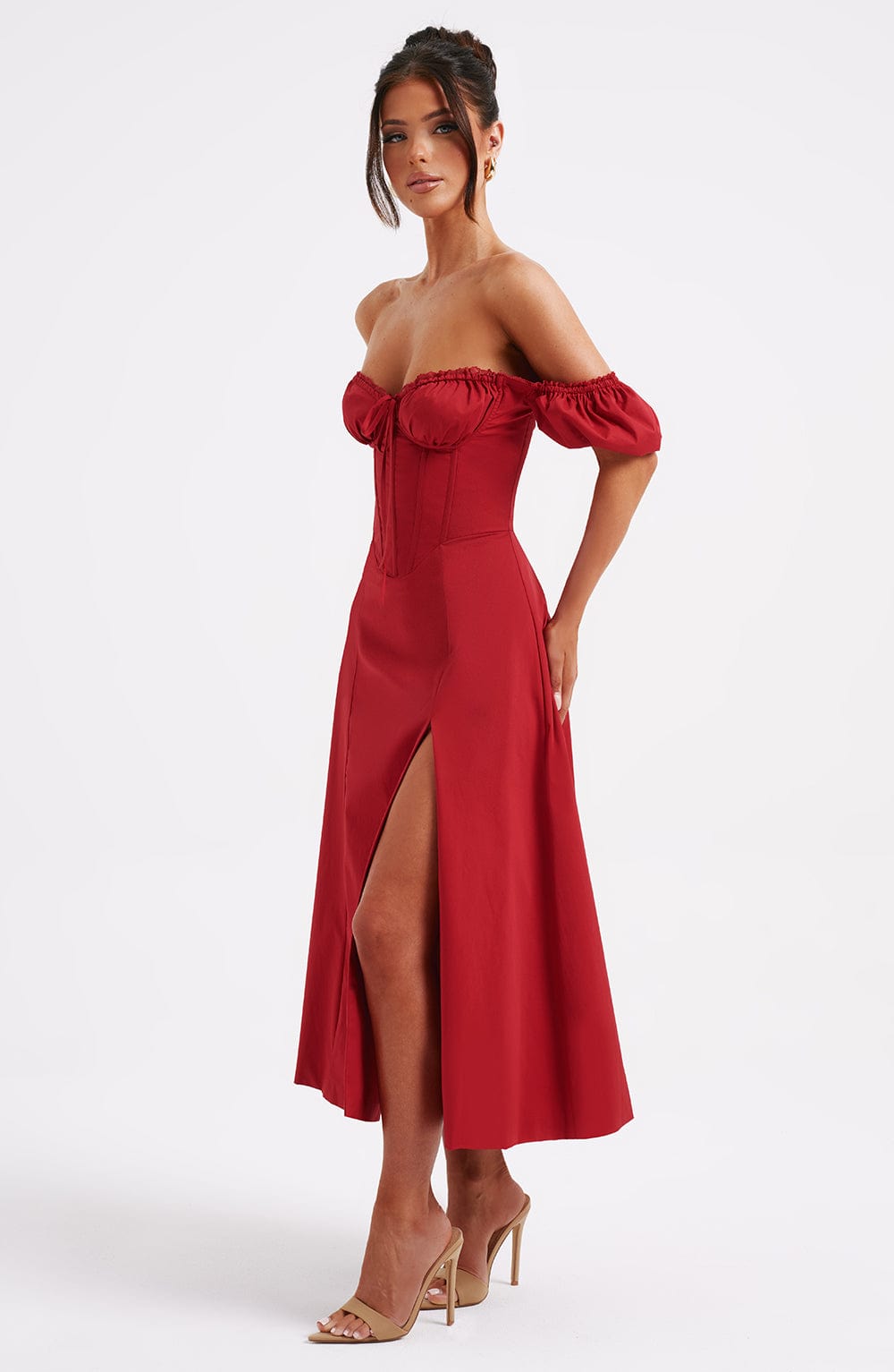 minilena Courtney Midi Dress Red