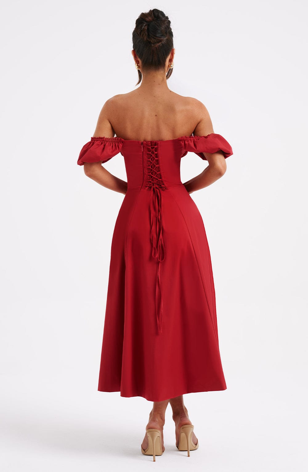 minilena Courtney Midi Dress Red