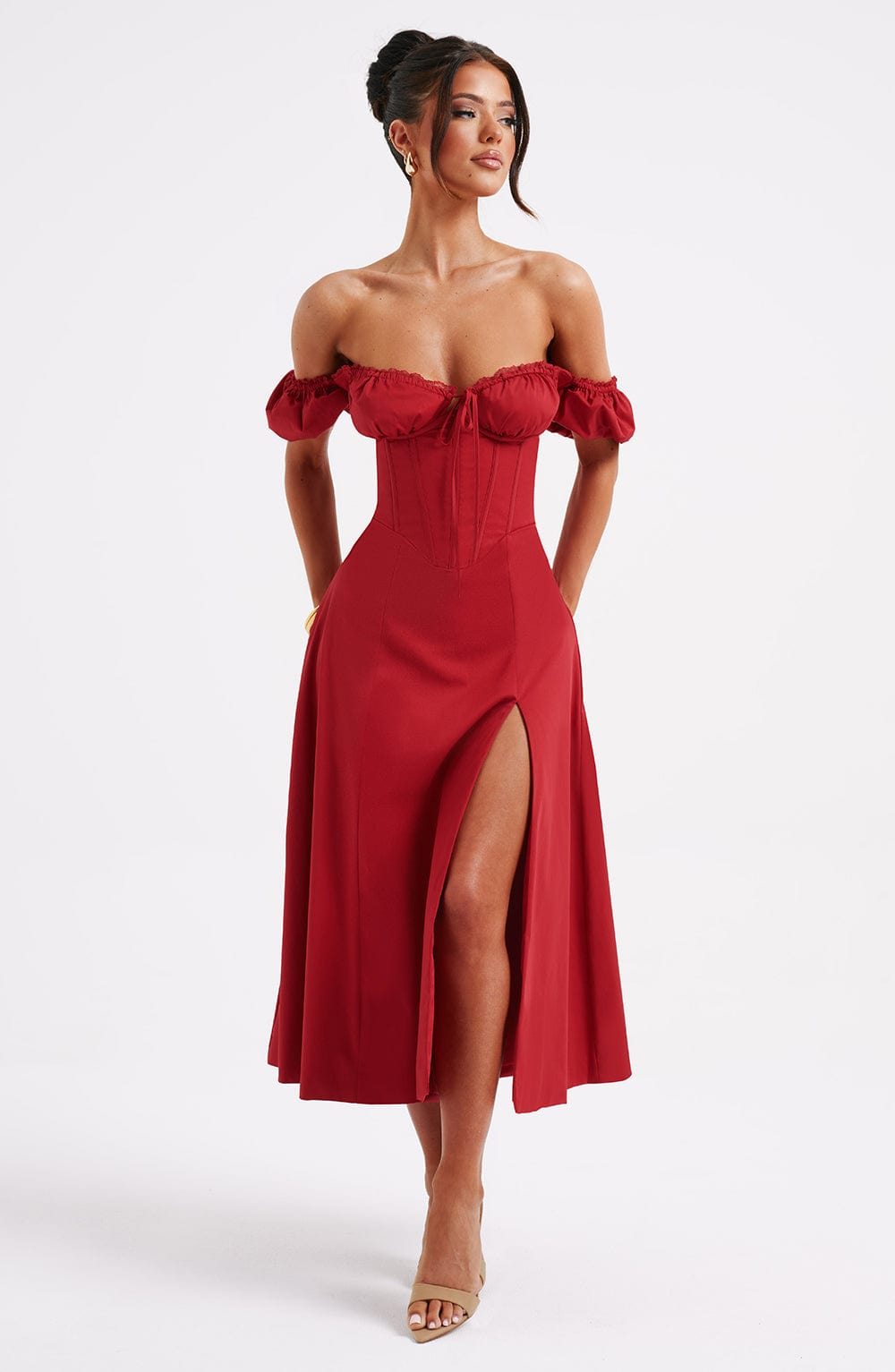 minilena Courtney Midi Dress Red