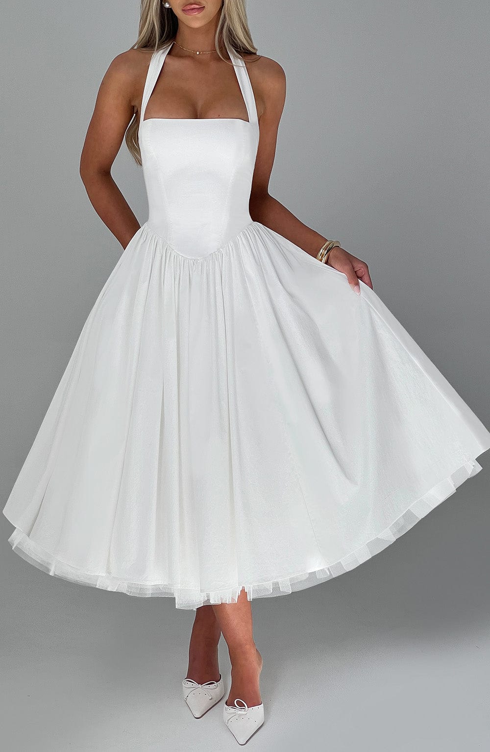 minilena Cressida Midi Dress Ivory
