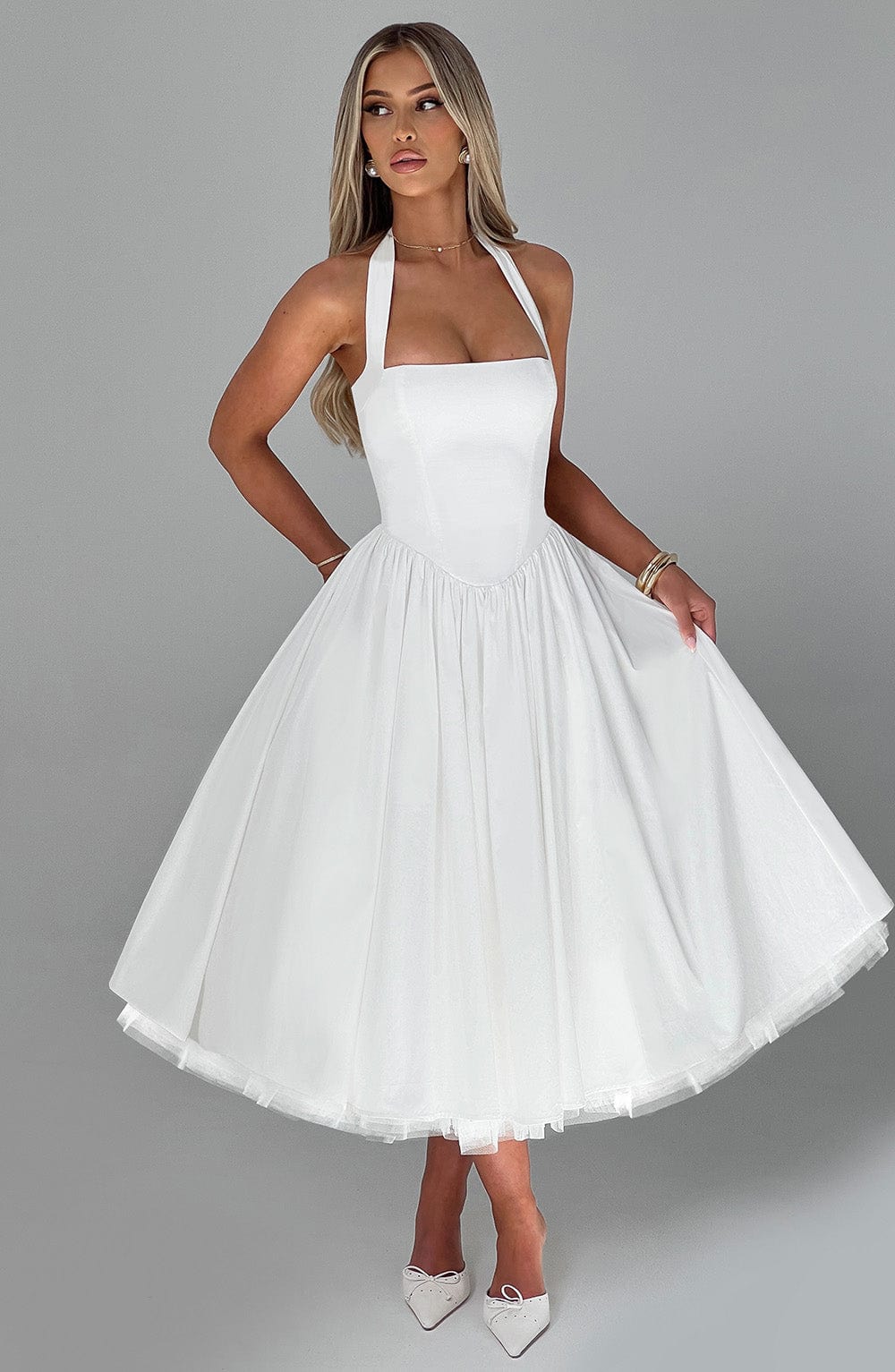 minilena Cressida Midi Dress Ivory