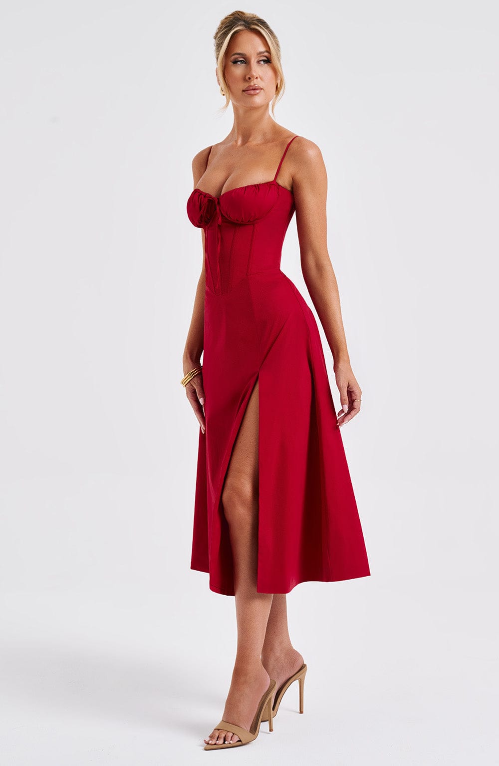 minilena Deanna Midi Dress Red