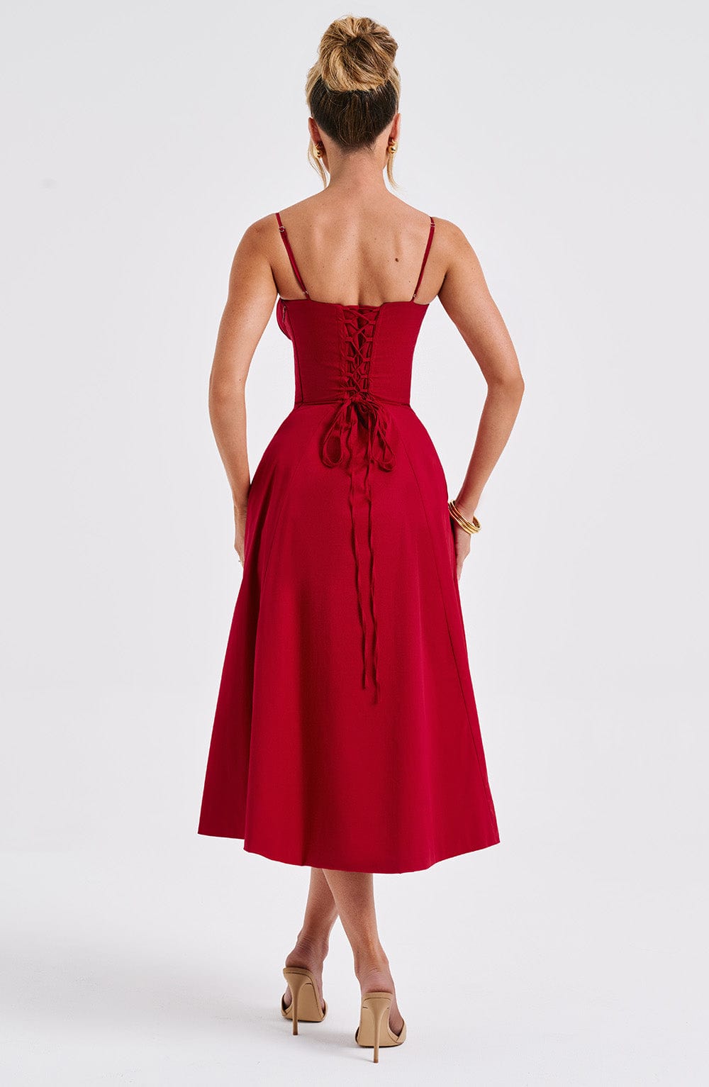minilena Deanna Midi Dress Red