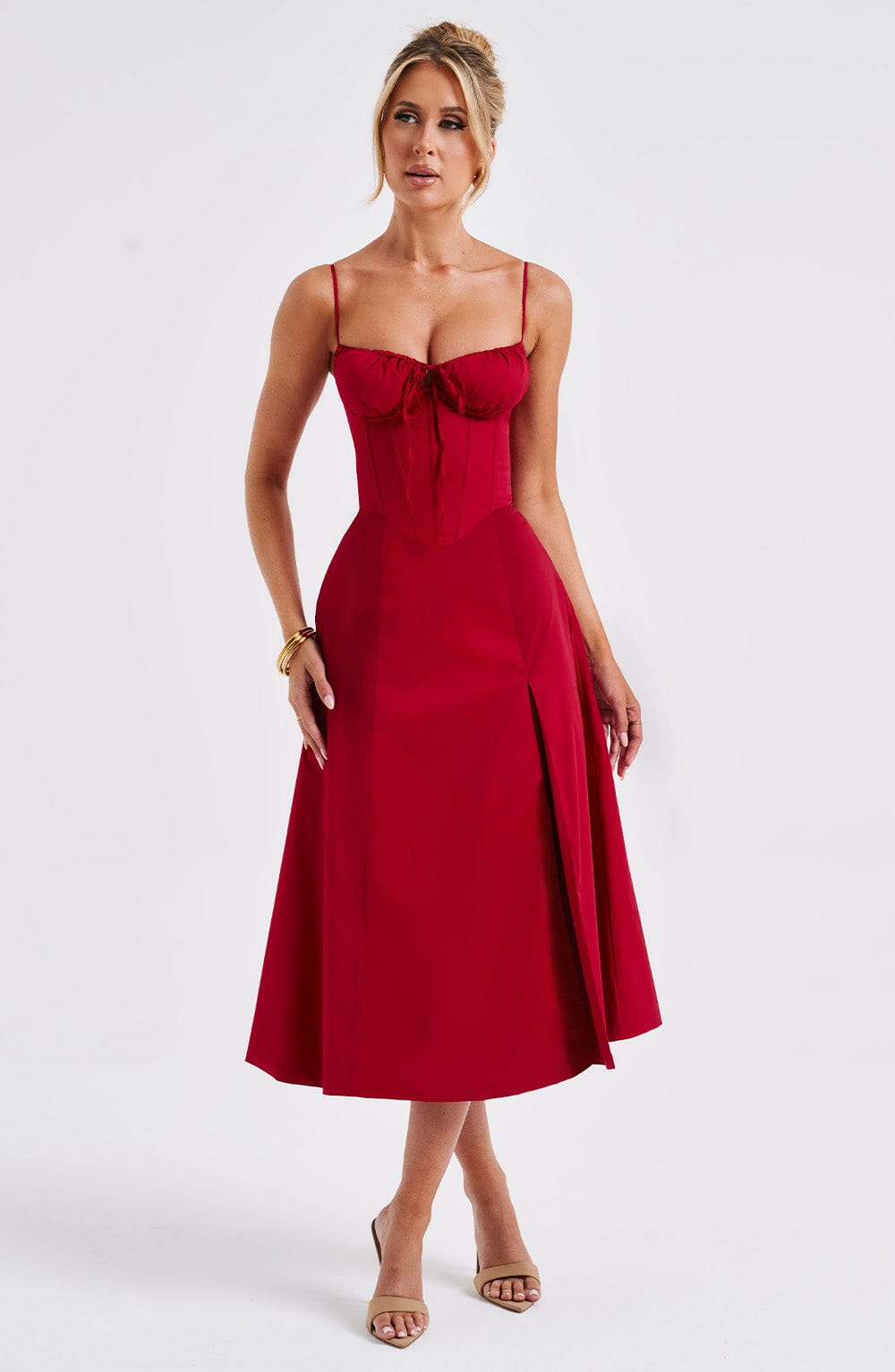 minilena Deanna Midi Dress Red