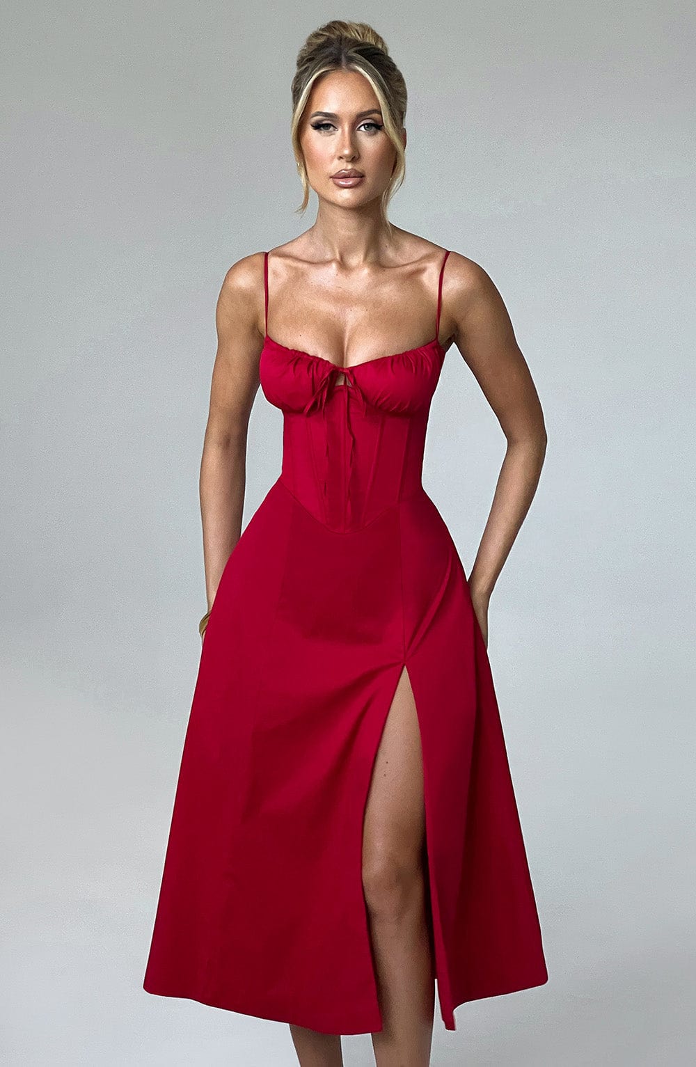 minilena Deanna Midi Dress Red