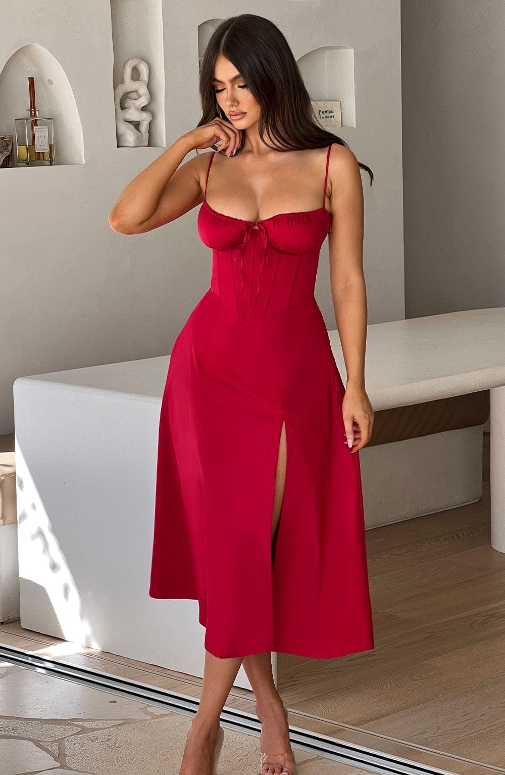 minilena Deanna Midi Dress Red