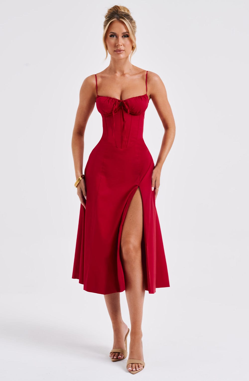 minilena Deanna Midi Dress Red