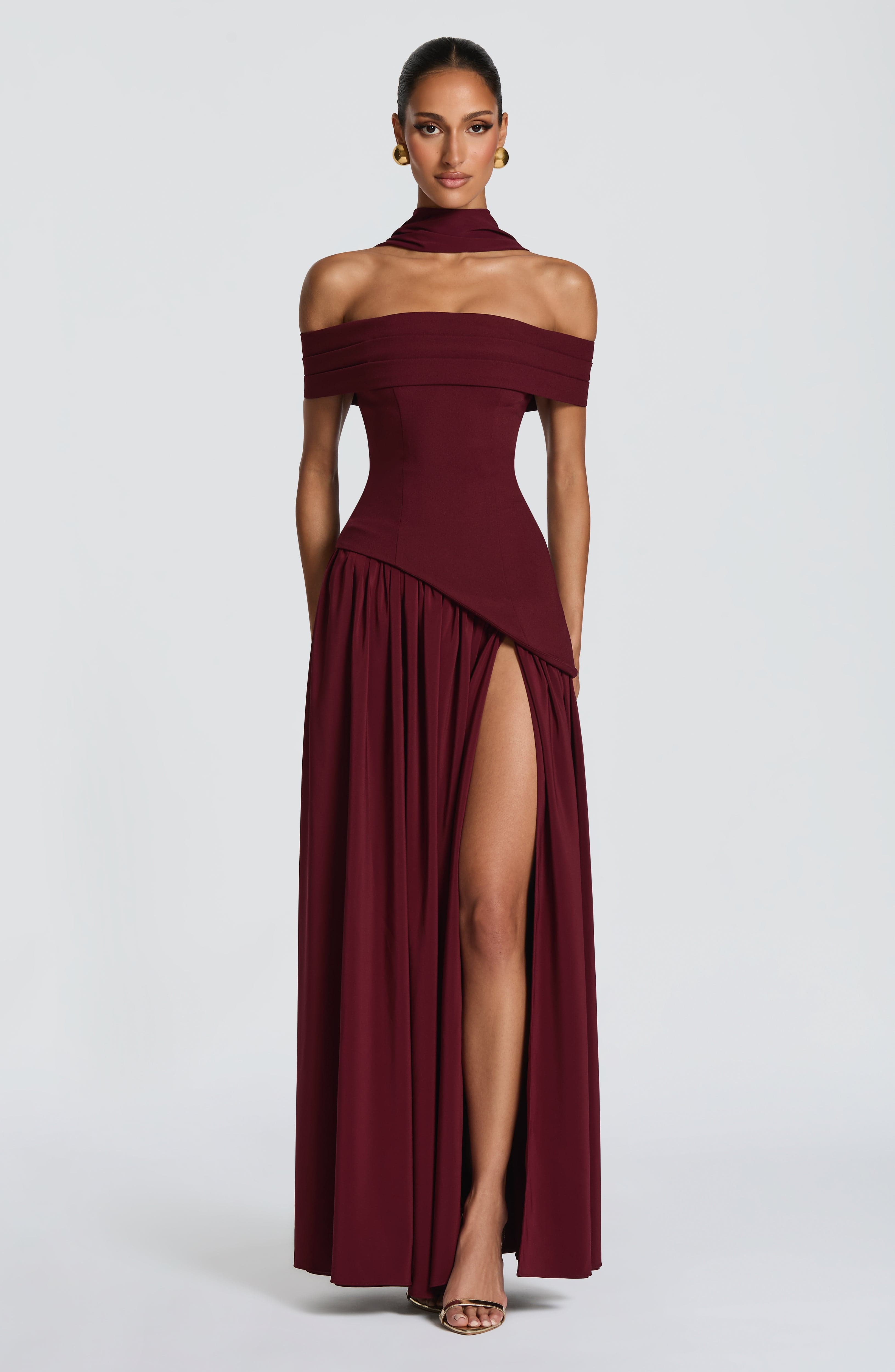 minilena Delilah Maxi Dress Cherry Lacquer