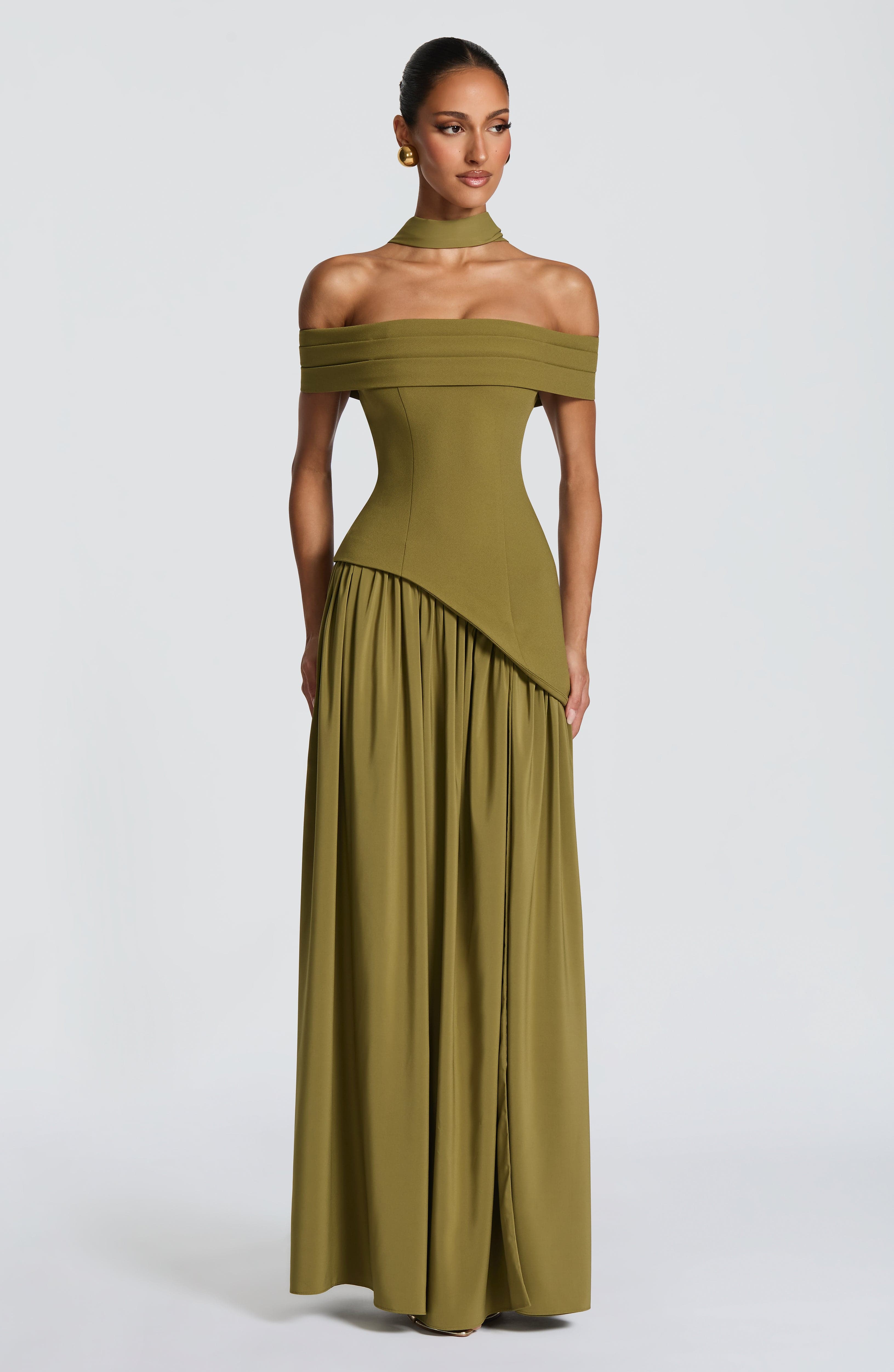 minilena Delilah Maxi Dress Deep Olive