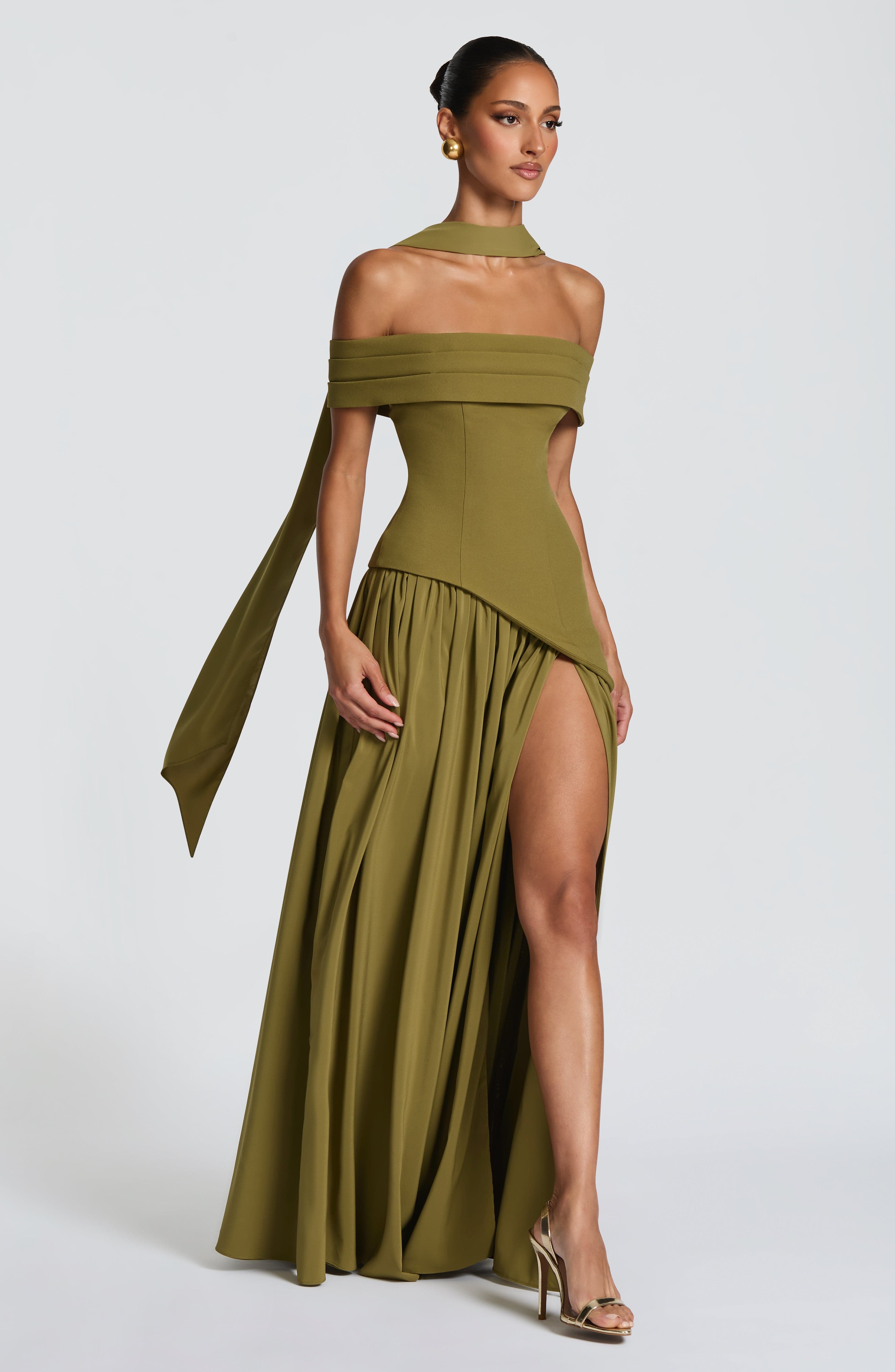 minilena Delilah Maxi Dress Deep Olive