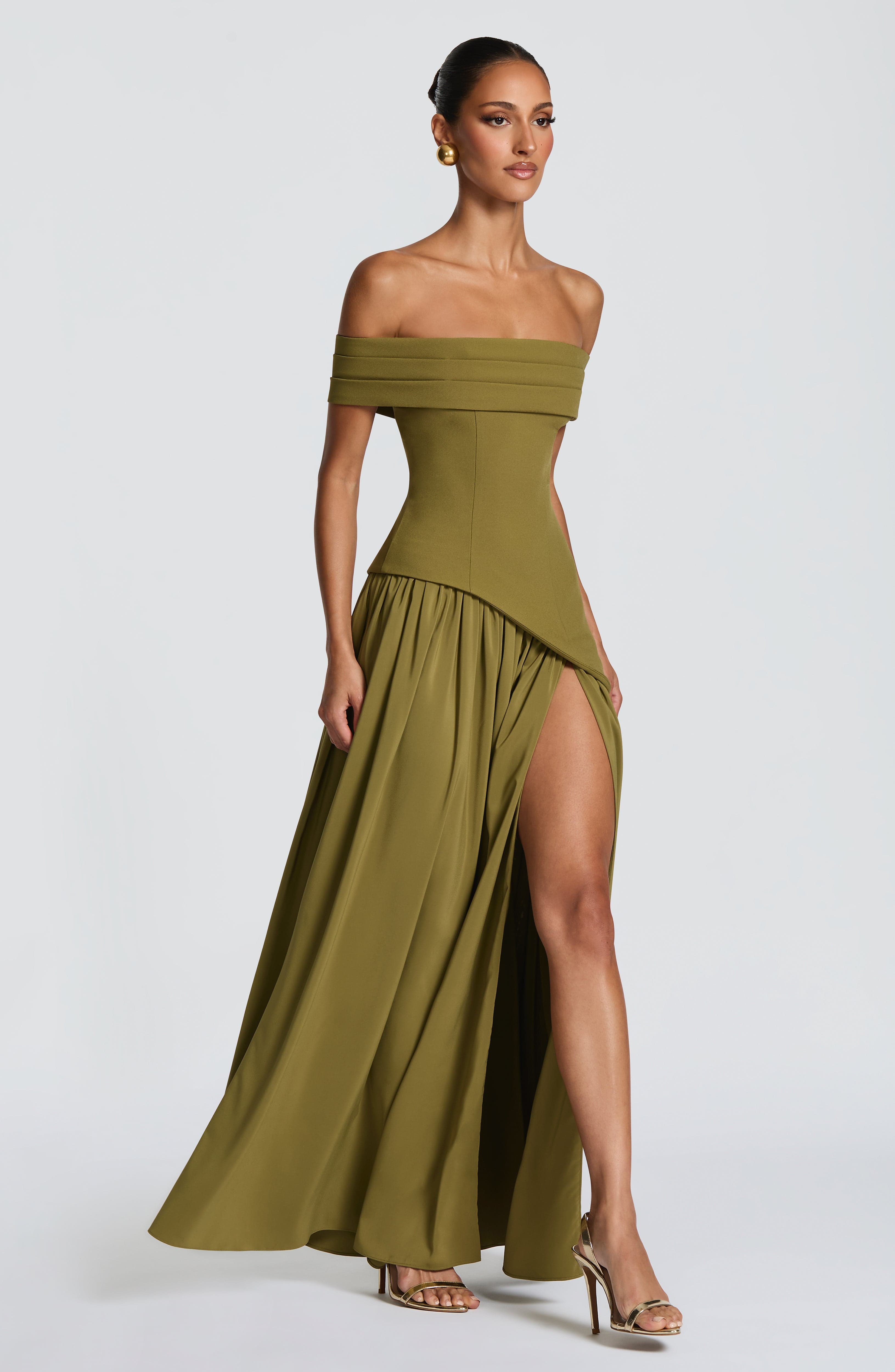 minilena Delilah Maxi Dress Deep Olive
