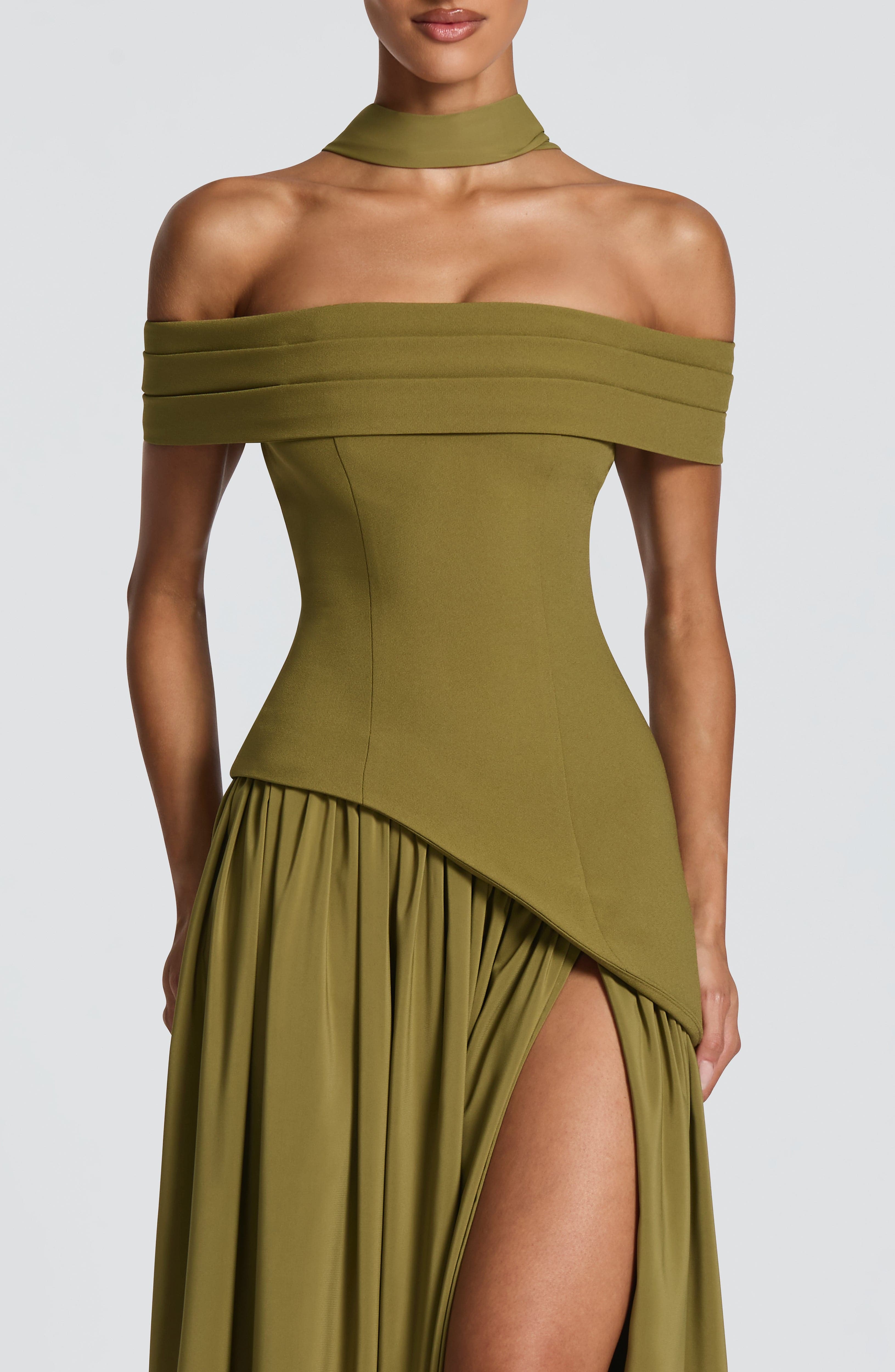 minilena Delilah Maxi Dress Deep Olive