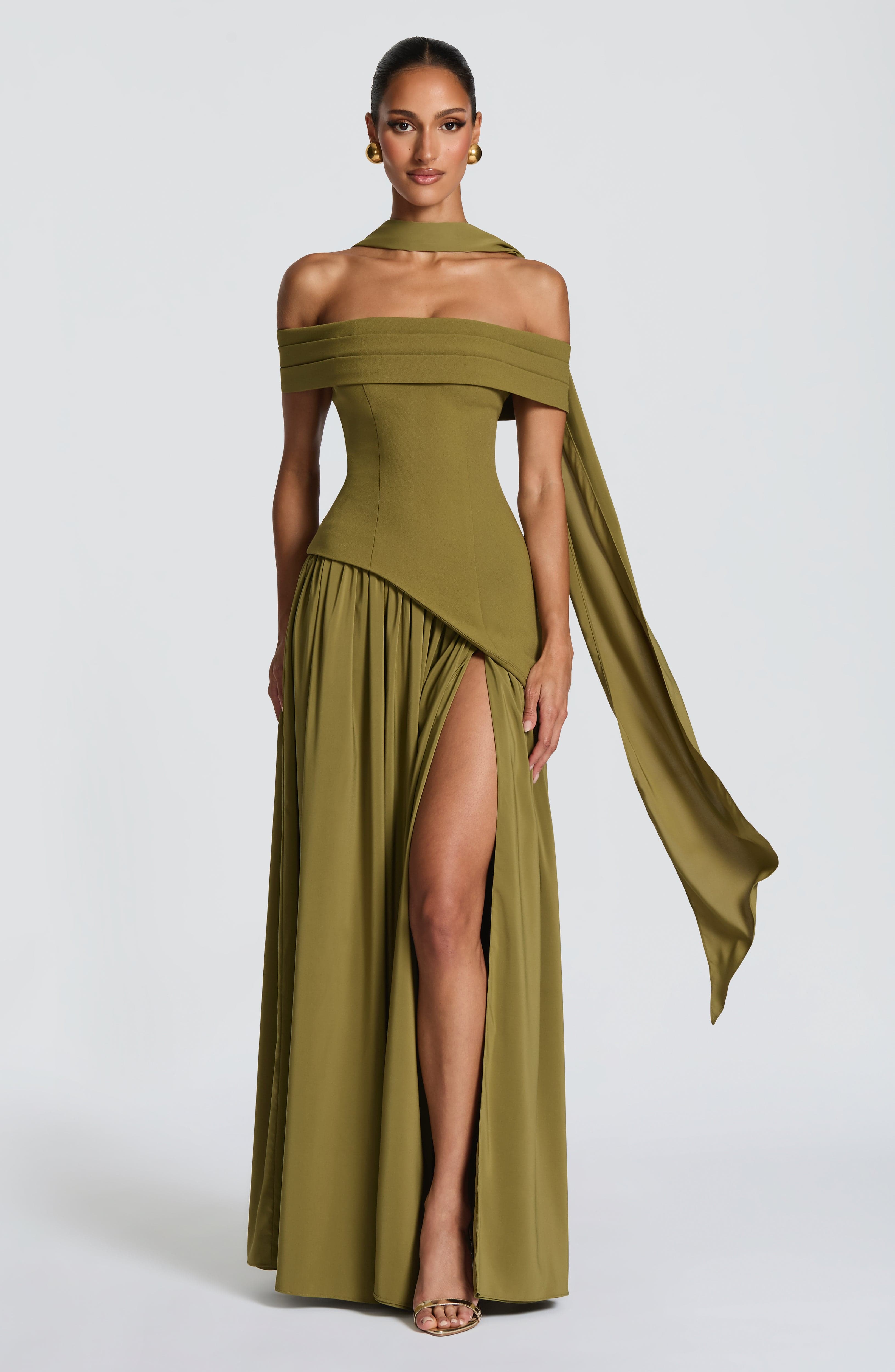 minilena Delilah Maxi Dress Deep Olive