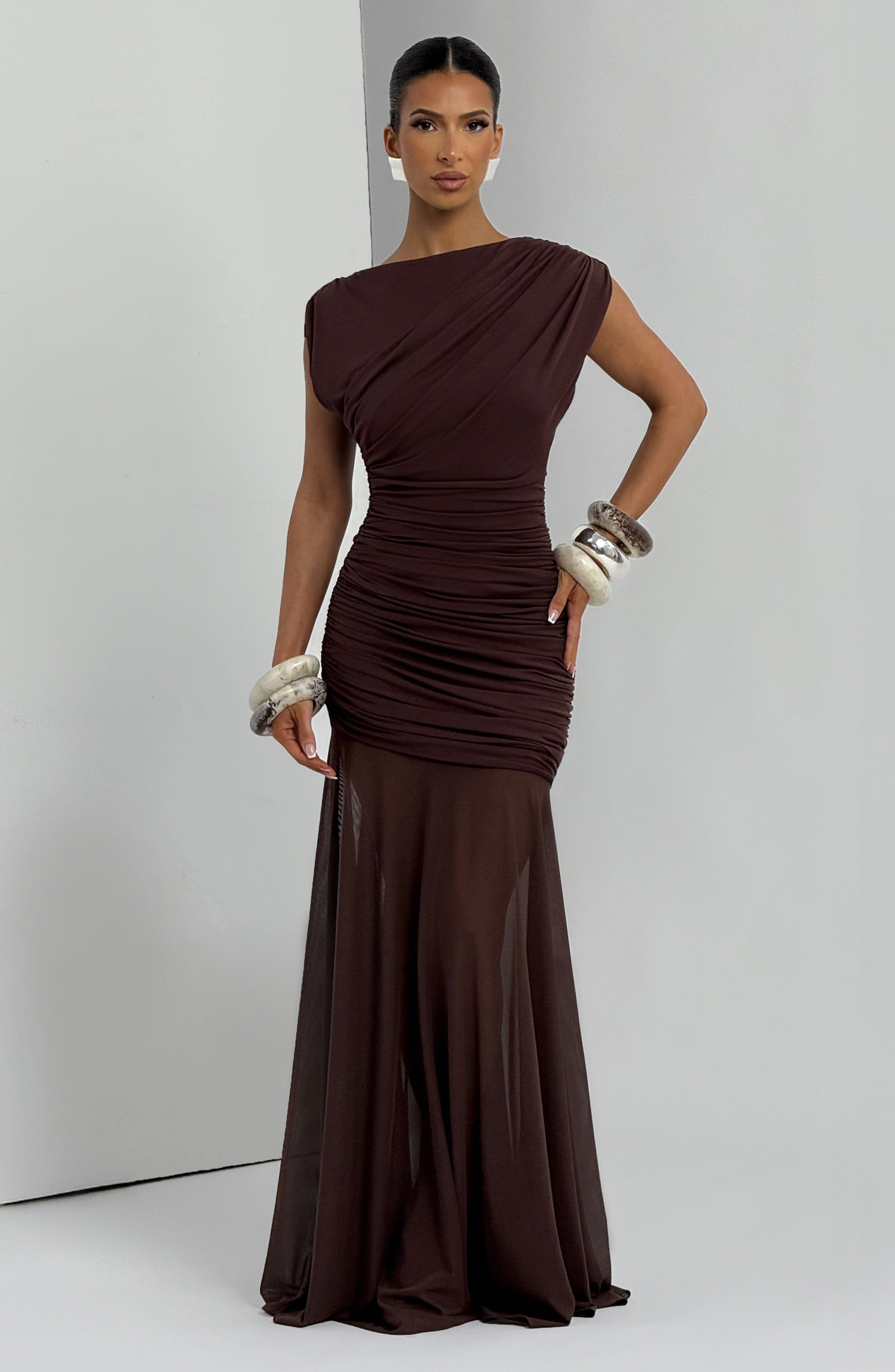 minilena Demelza Maxi Dress Plum Brown