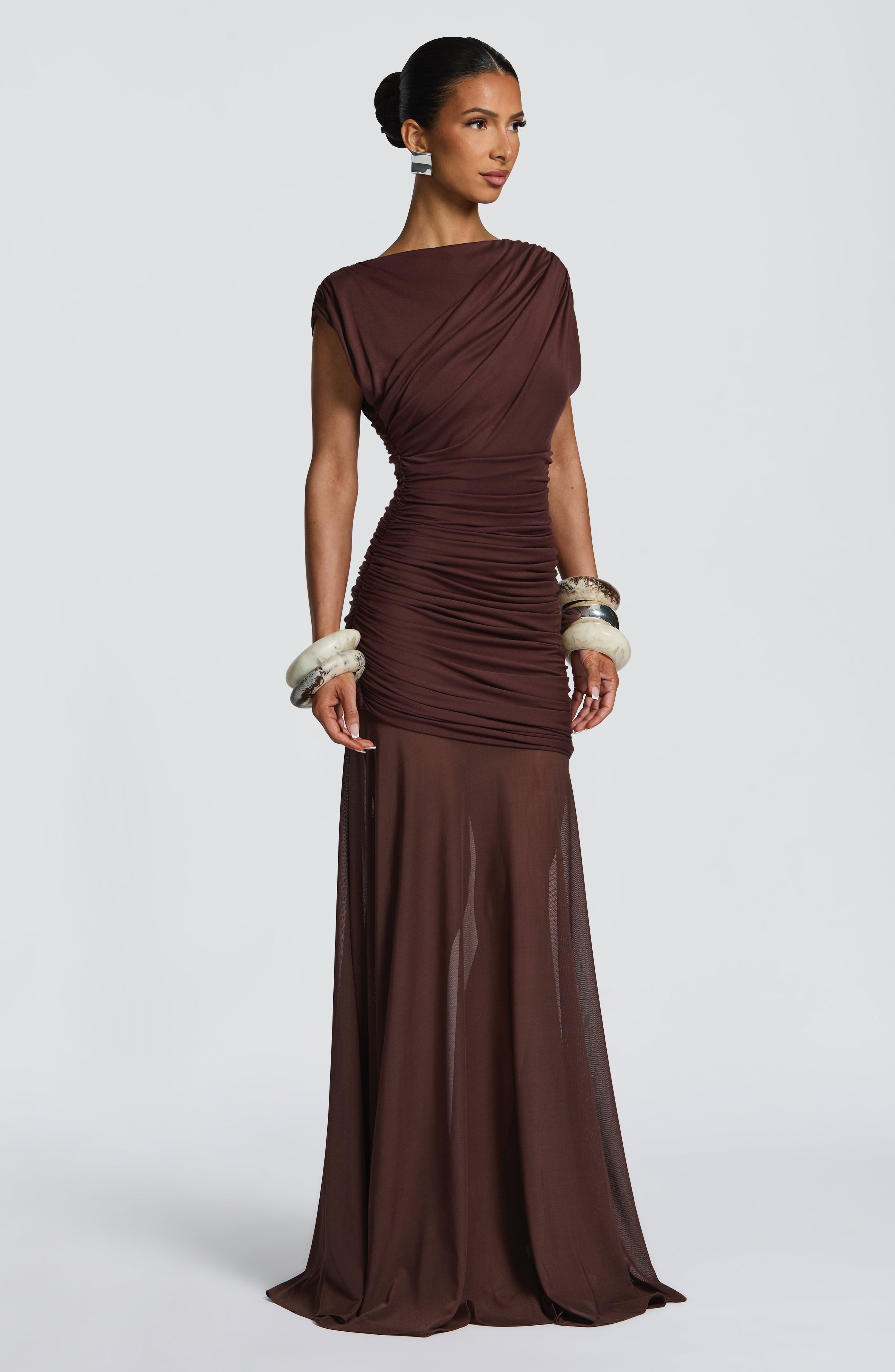 minilena Demelza Maxi Dress Plum Brown