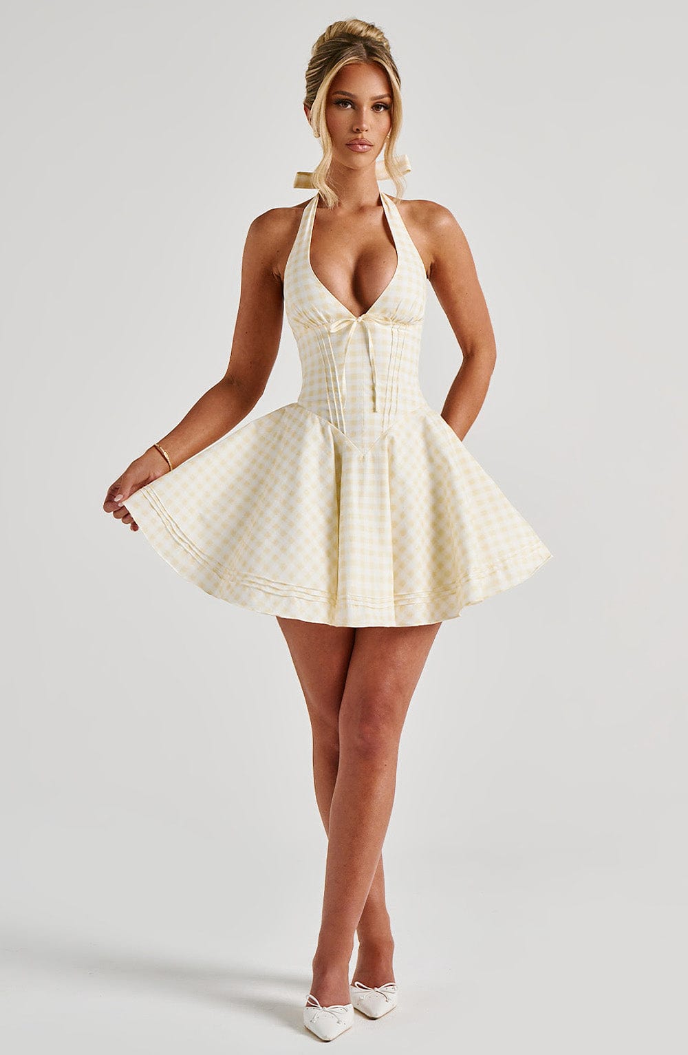 minilena Doris Mini Dress Lemon Gingham