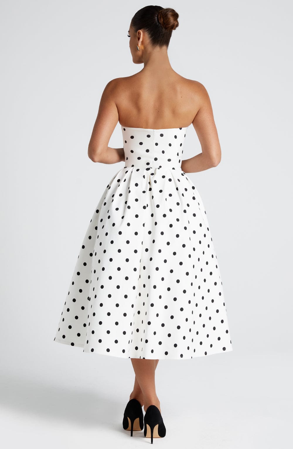minilena Edith Midi Dress Black Polka Dot Print