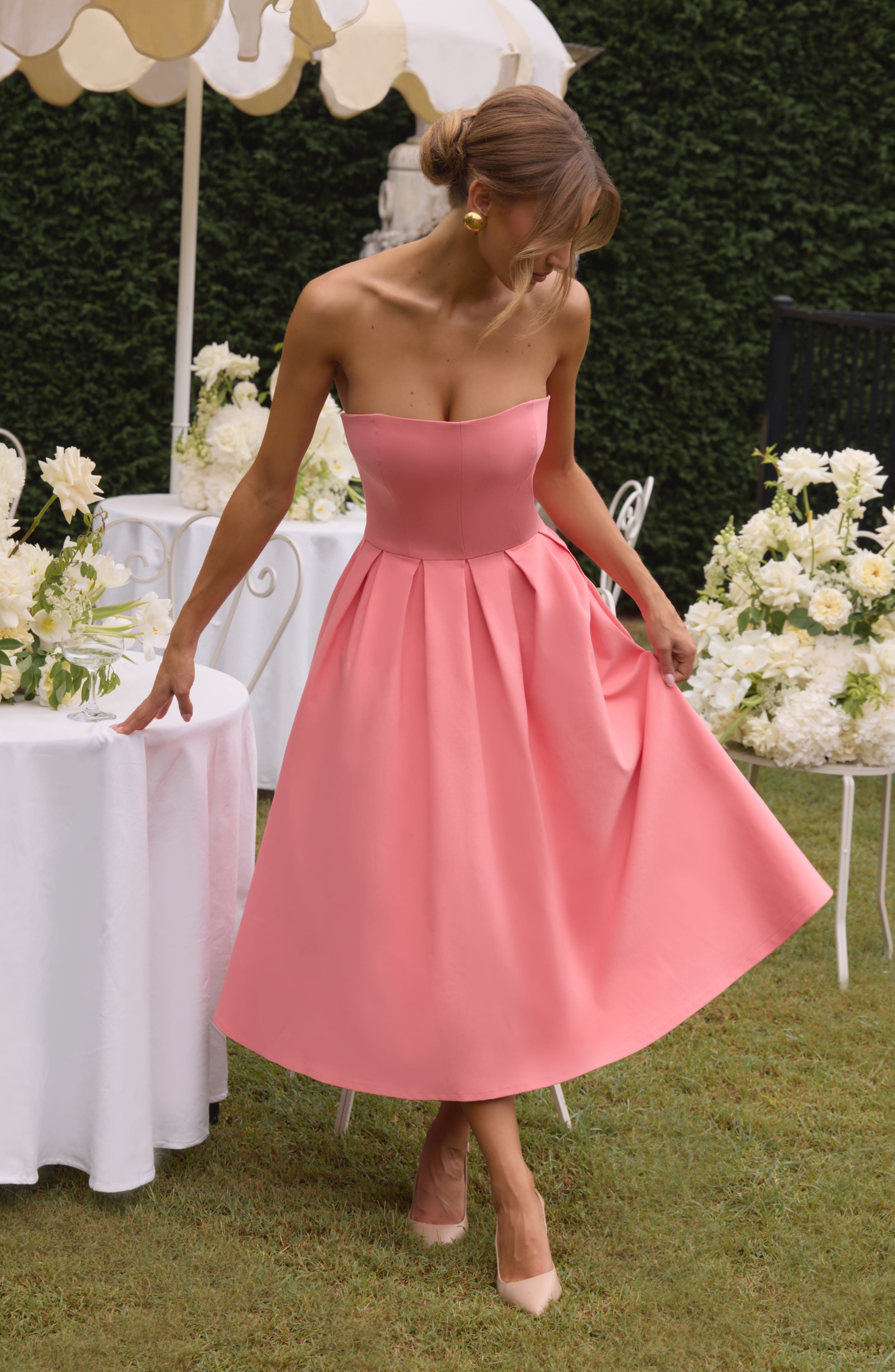 minilena Edith Midi Dress Coral Pink