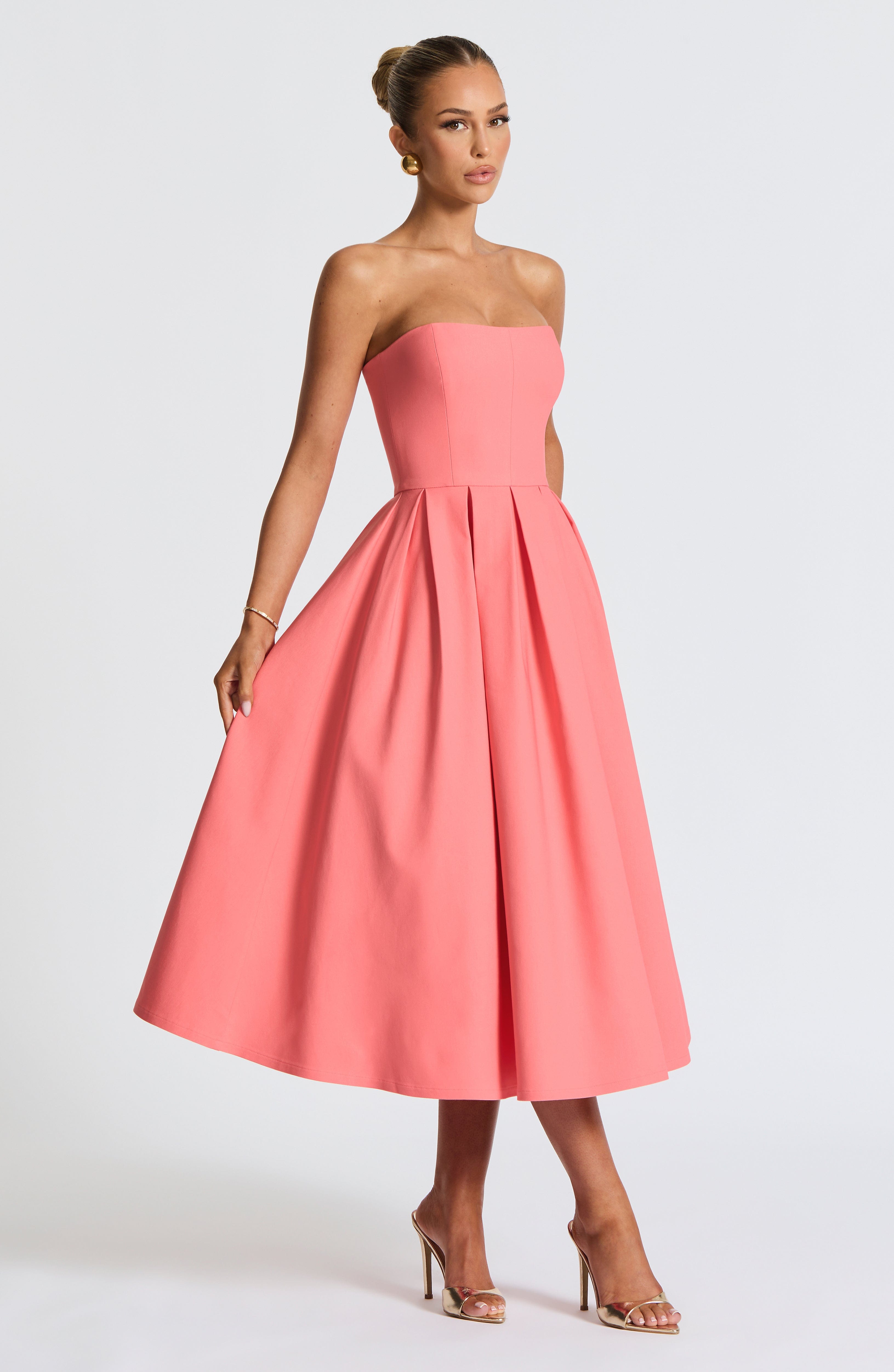minilena Edith Midi Dress Coral Pink