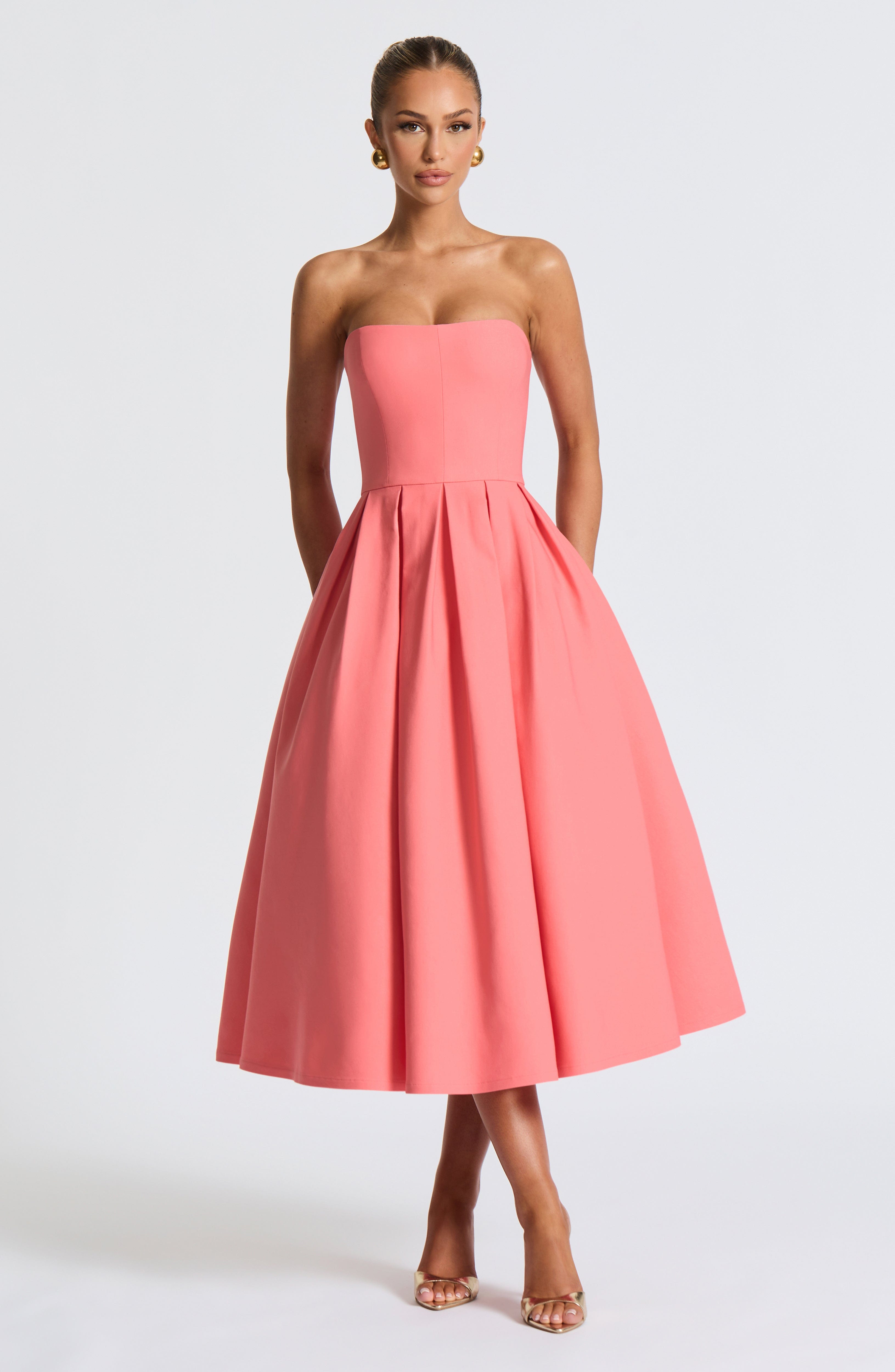 minilena Edith Midi Dress Coral Pink