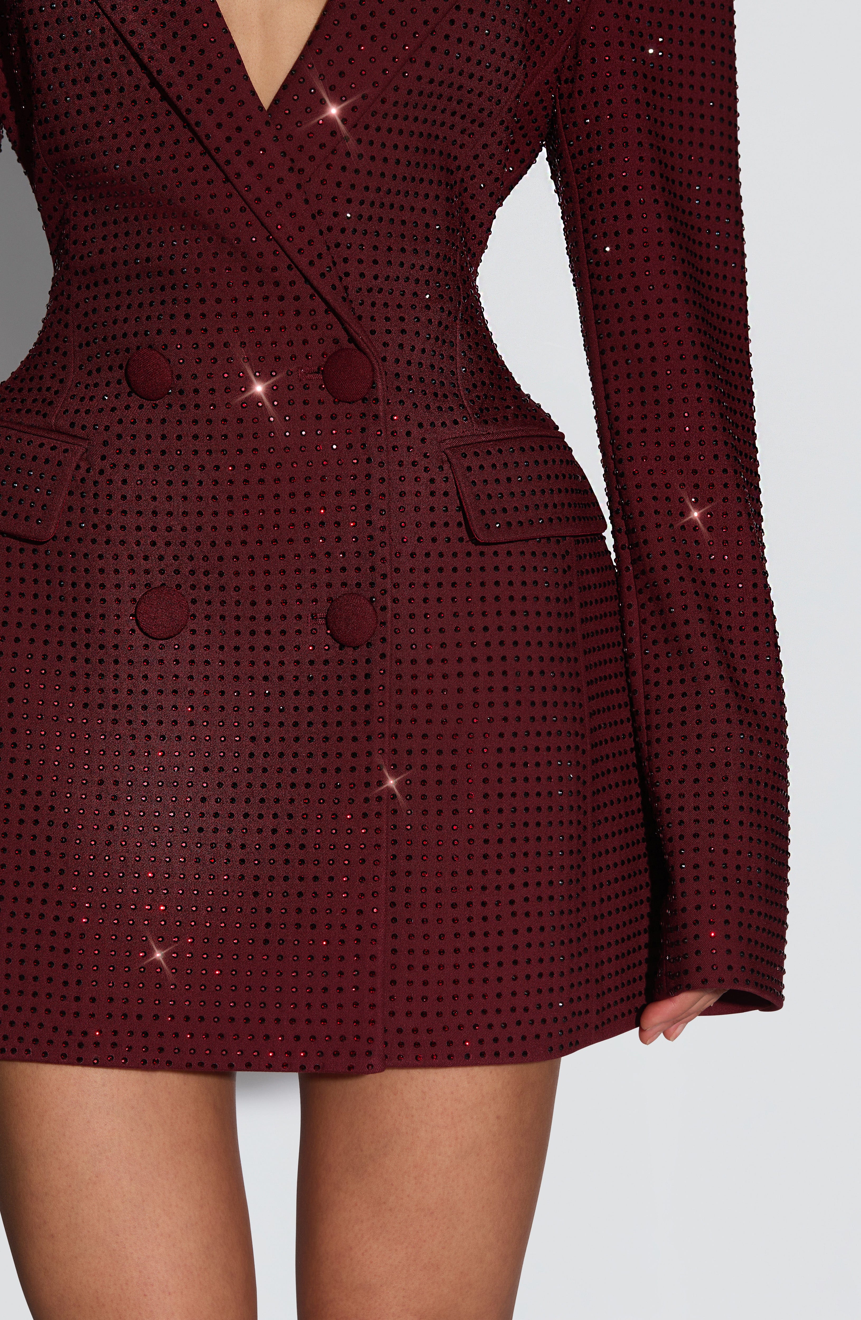 minilena Elvira Mini Dress Burgundy Sparkle