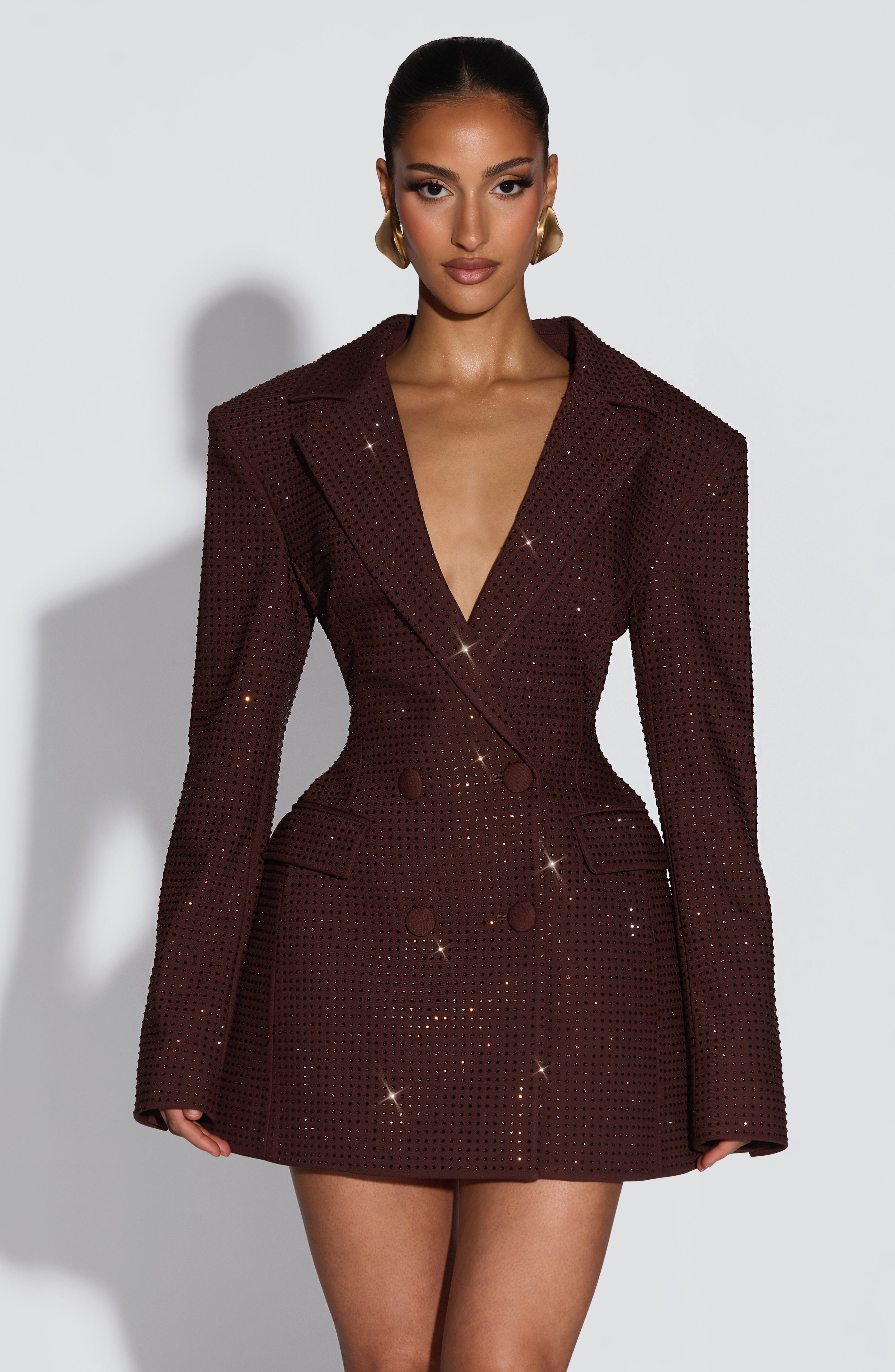 minilena Elvira Mini Dress Plum Brown Sparkle