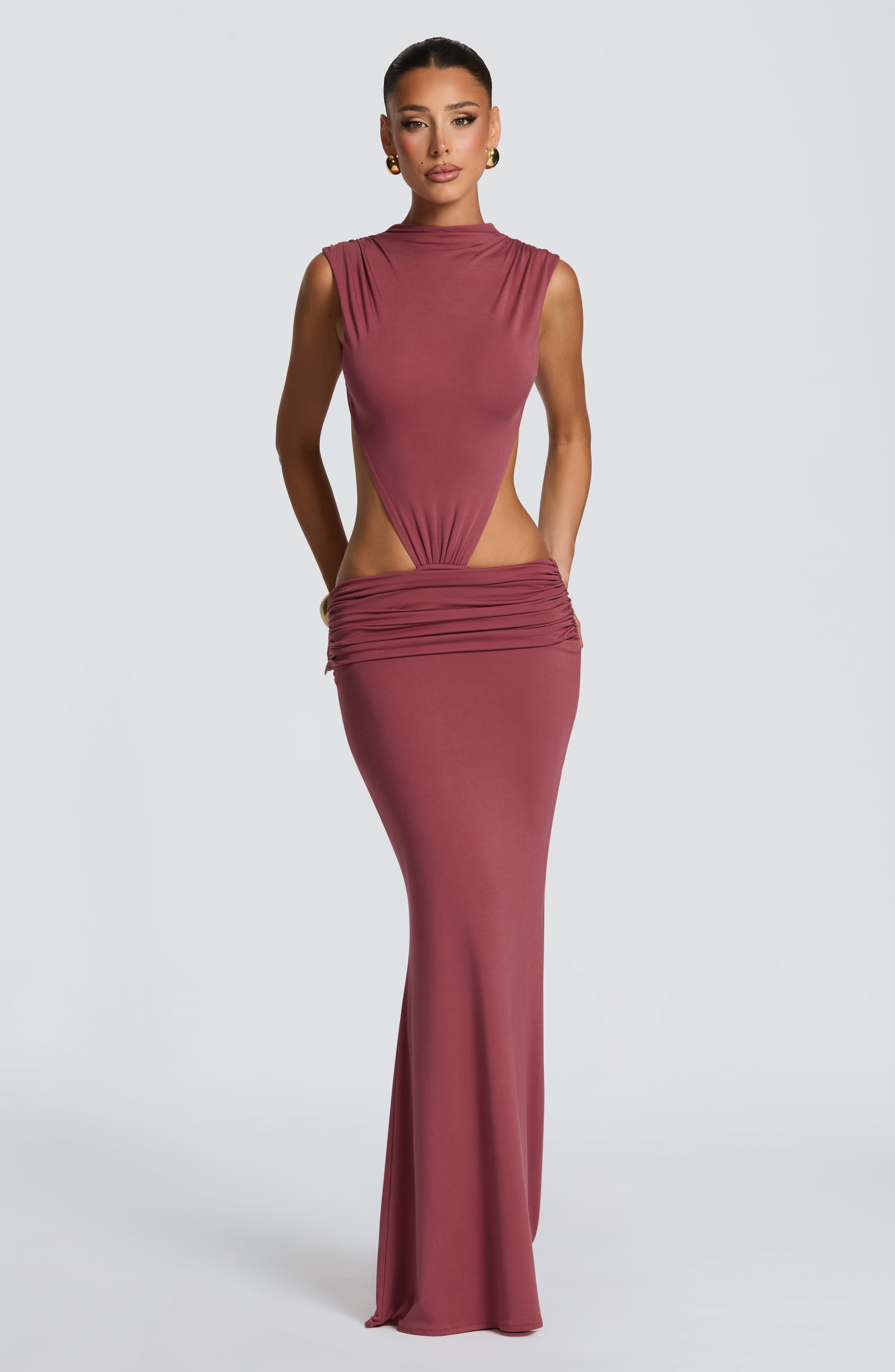 minilena Fenella Maxi Dress Rose Brown