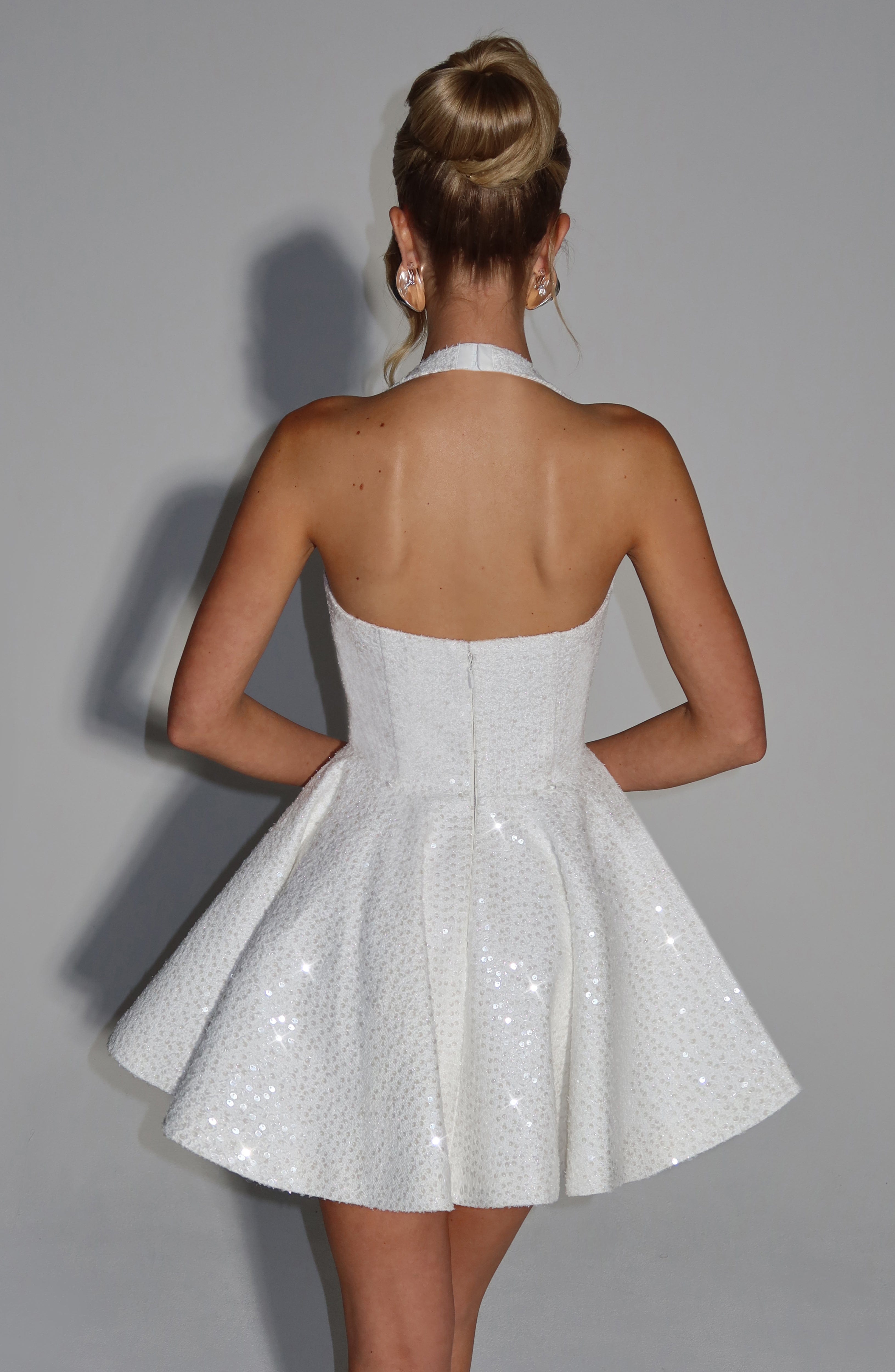 minilena Georgette Mini Dress Ivory
