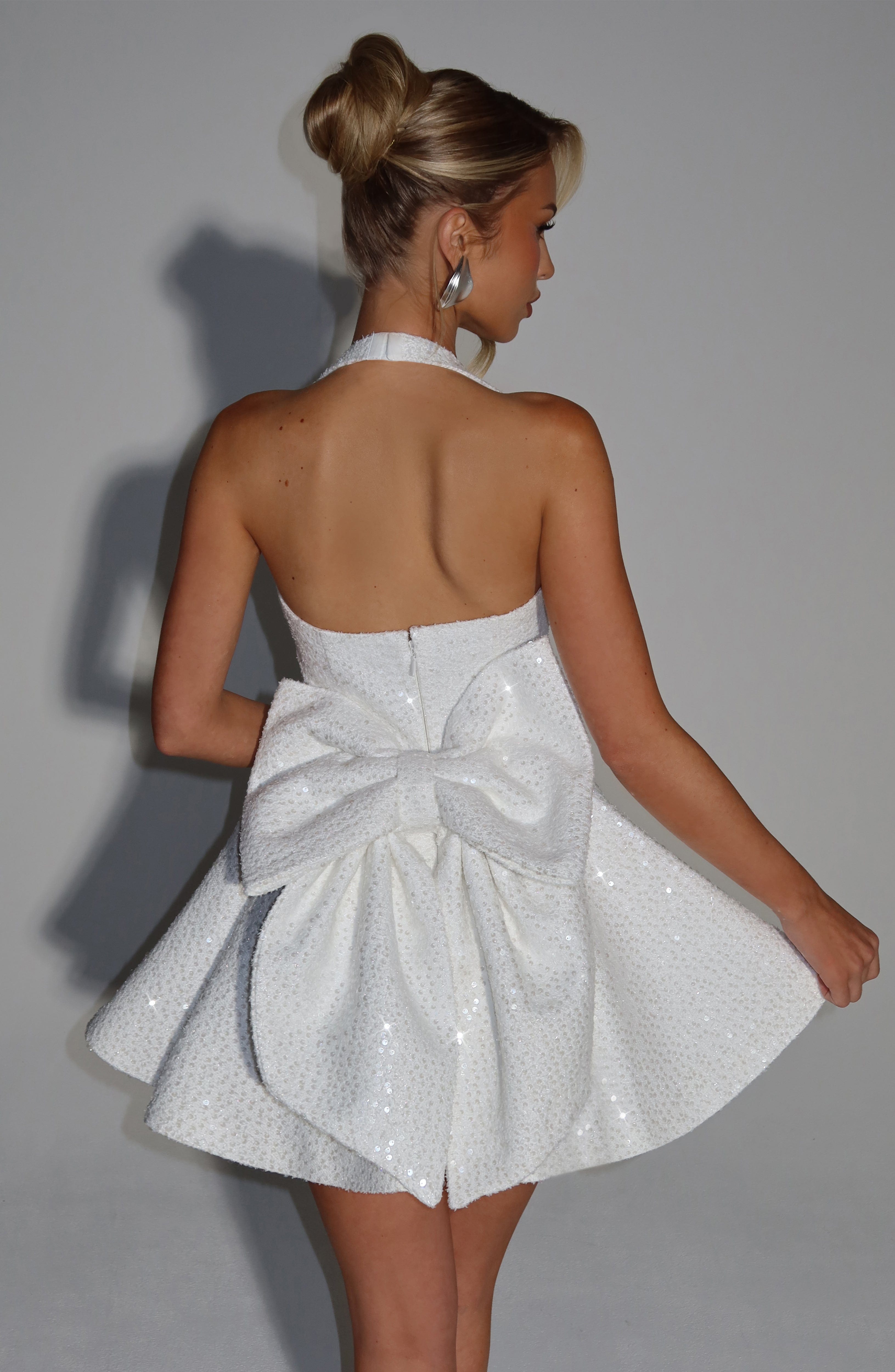 minilena Georgette Mini Dress Ivory