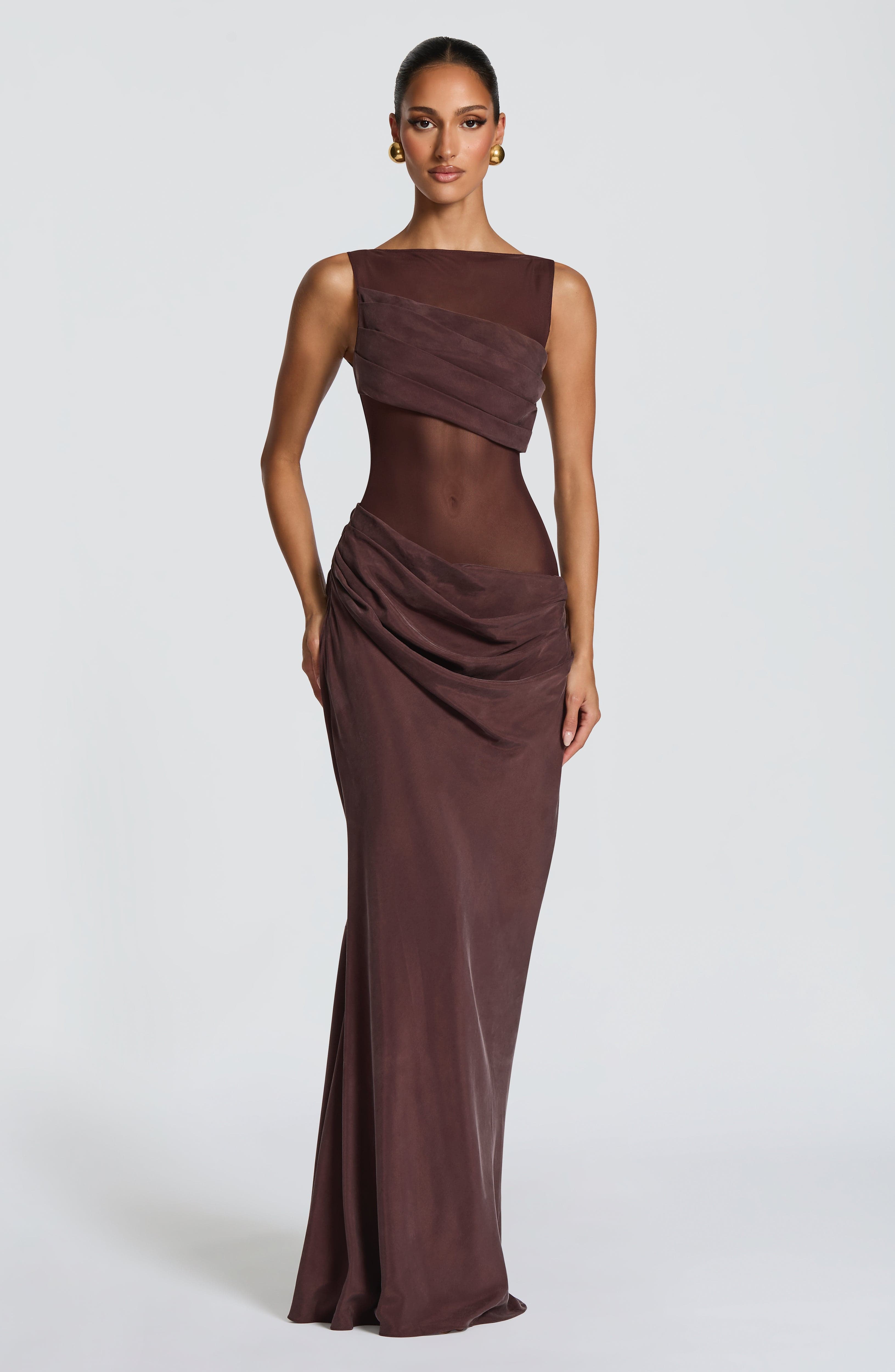 minilena Gracelyn Maxi Dress Plum Brown