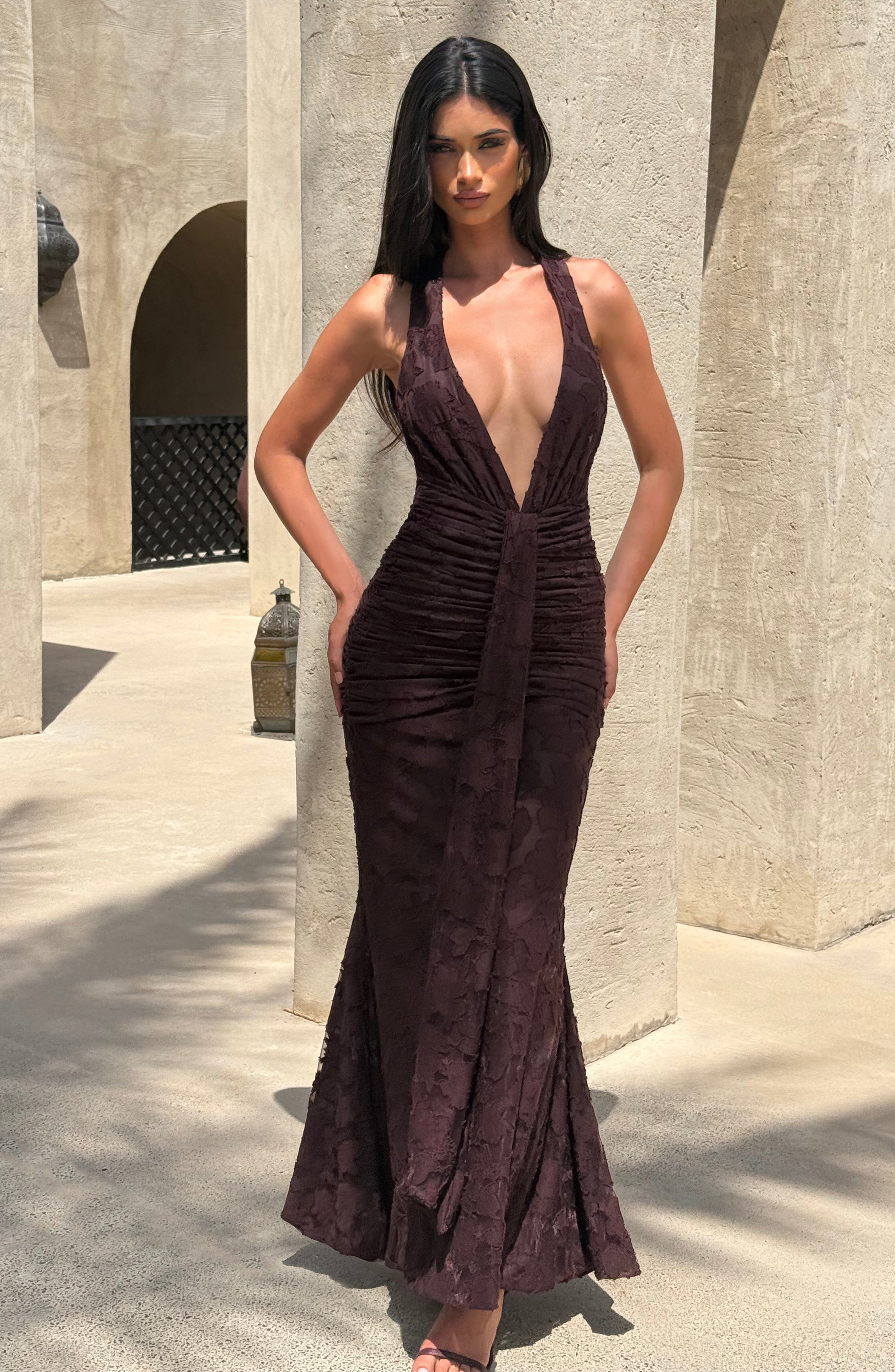 minilena Guinevere Maxi Dress Plum Brown
